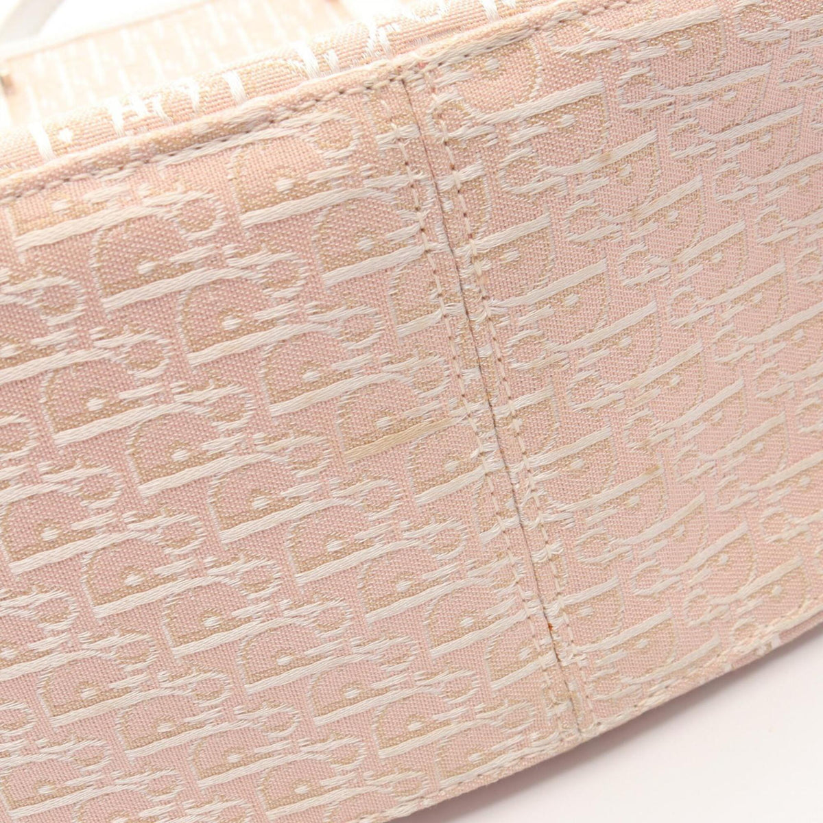 Christian Dior Pink White Canvas Leather Handbag Tote Bag (Pre-Owned)