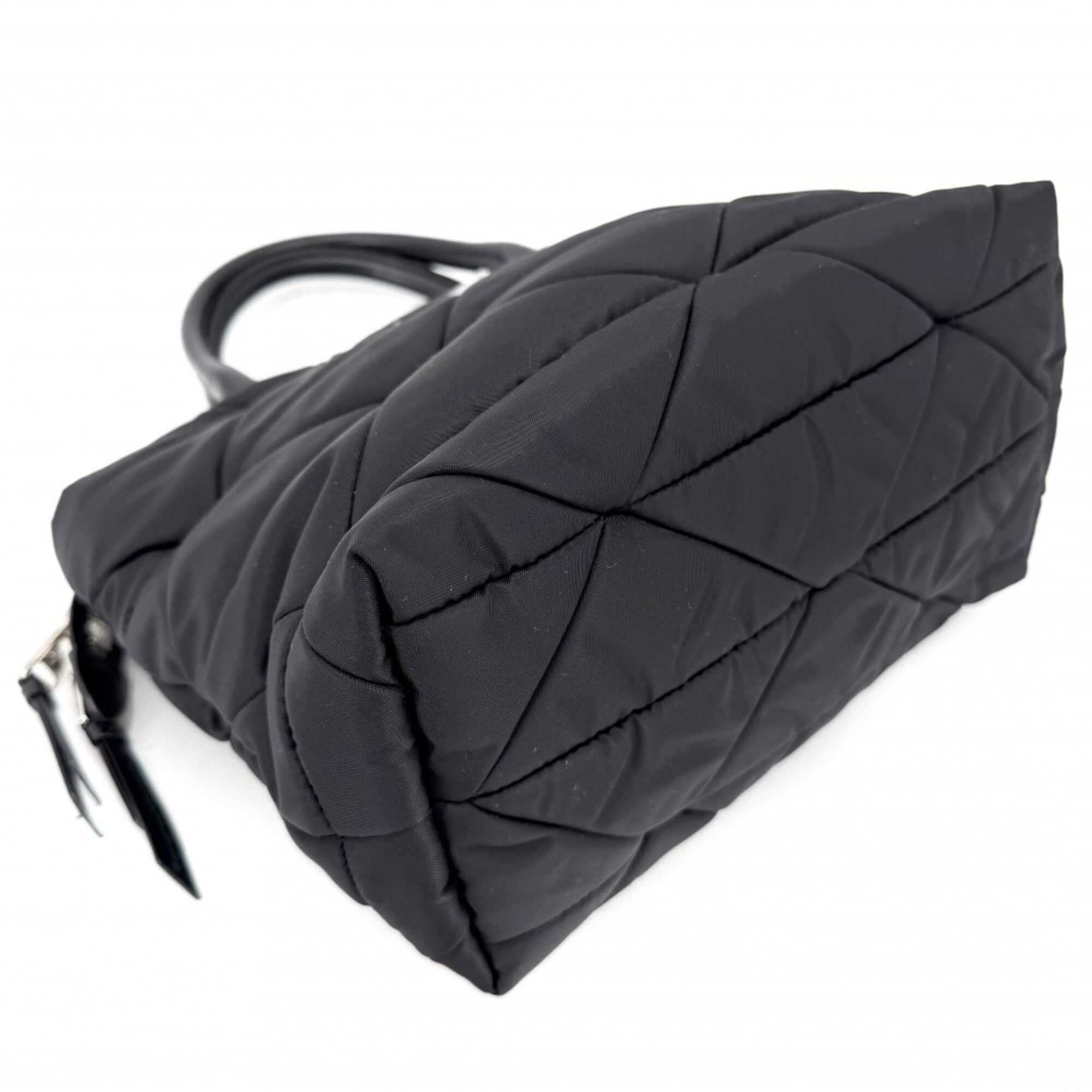 Prada Black White Nylon Handbag Pouch Shoulder Bag (Pre-Owned)