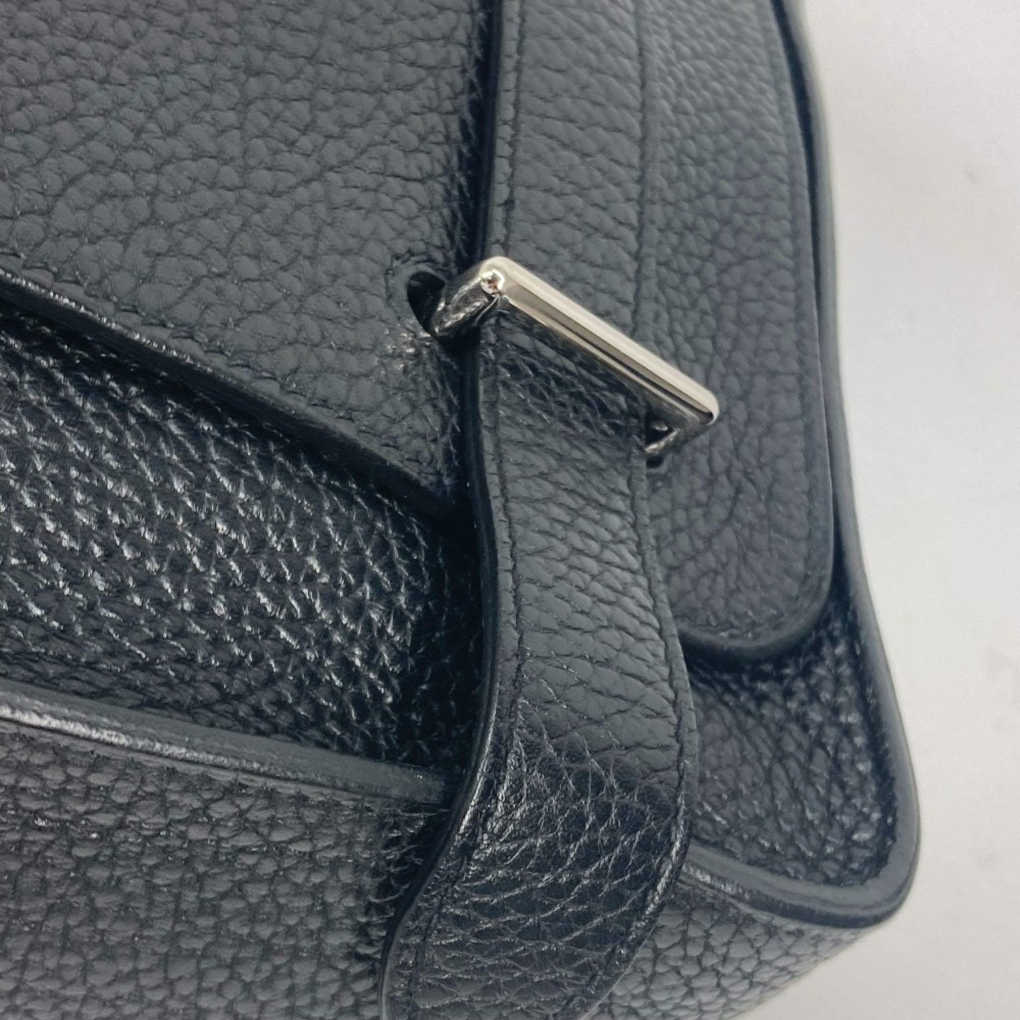 Hermes Black Blue Taurillon Clemence Leather Messenger Bag Shoulder Bag (Pre-Owned)