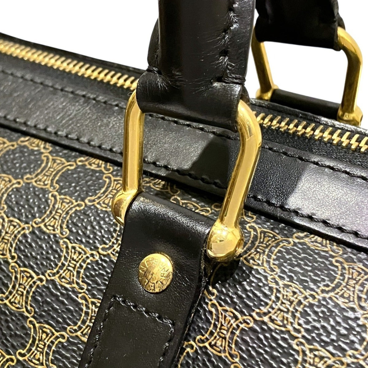 Celine Macadam Black Brown Pvc Leather Handbag (Pre-Owned)