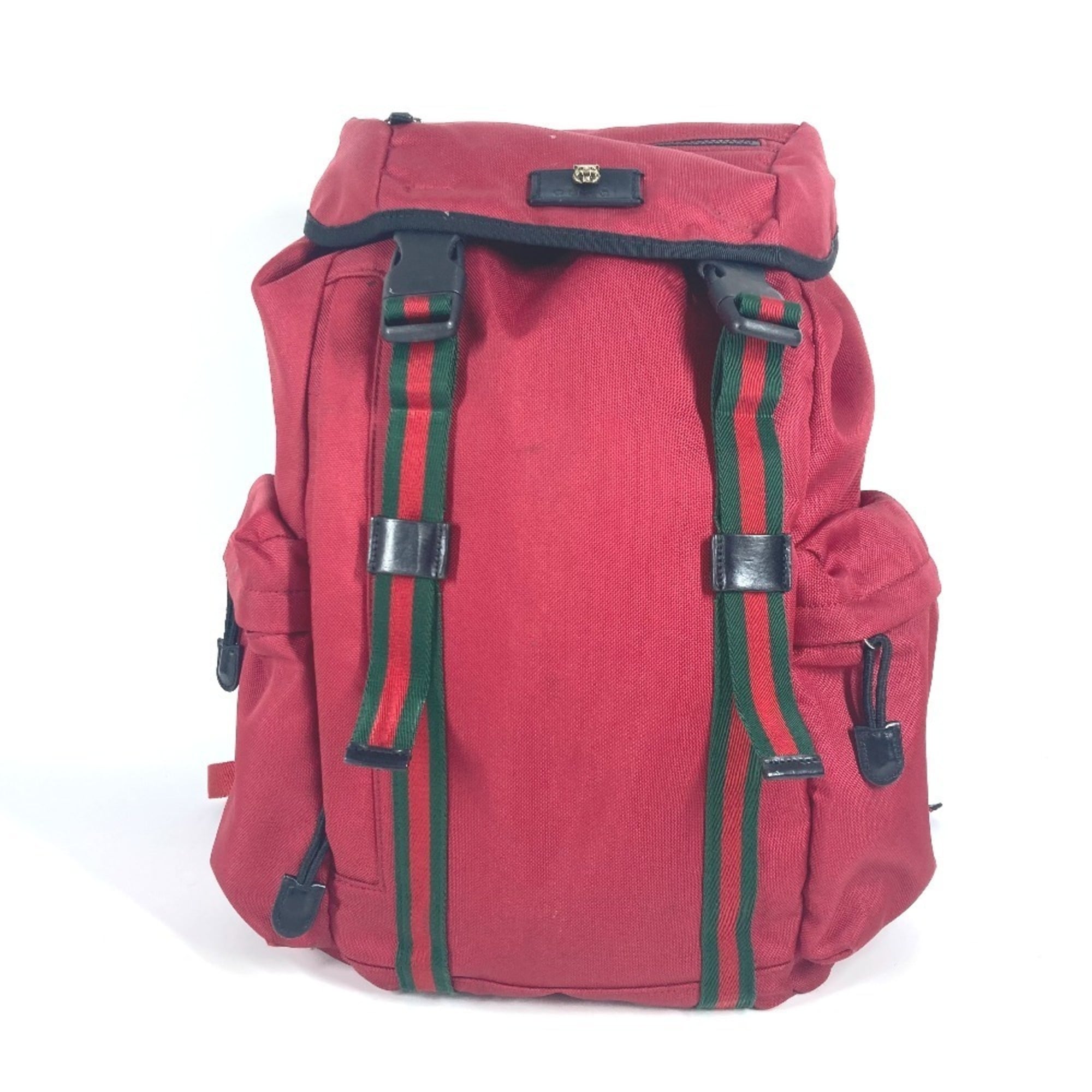 Gucci Black Red Color Nylon Canvas Backpack (Pre-Owned)