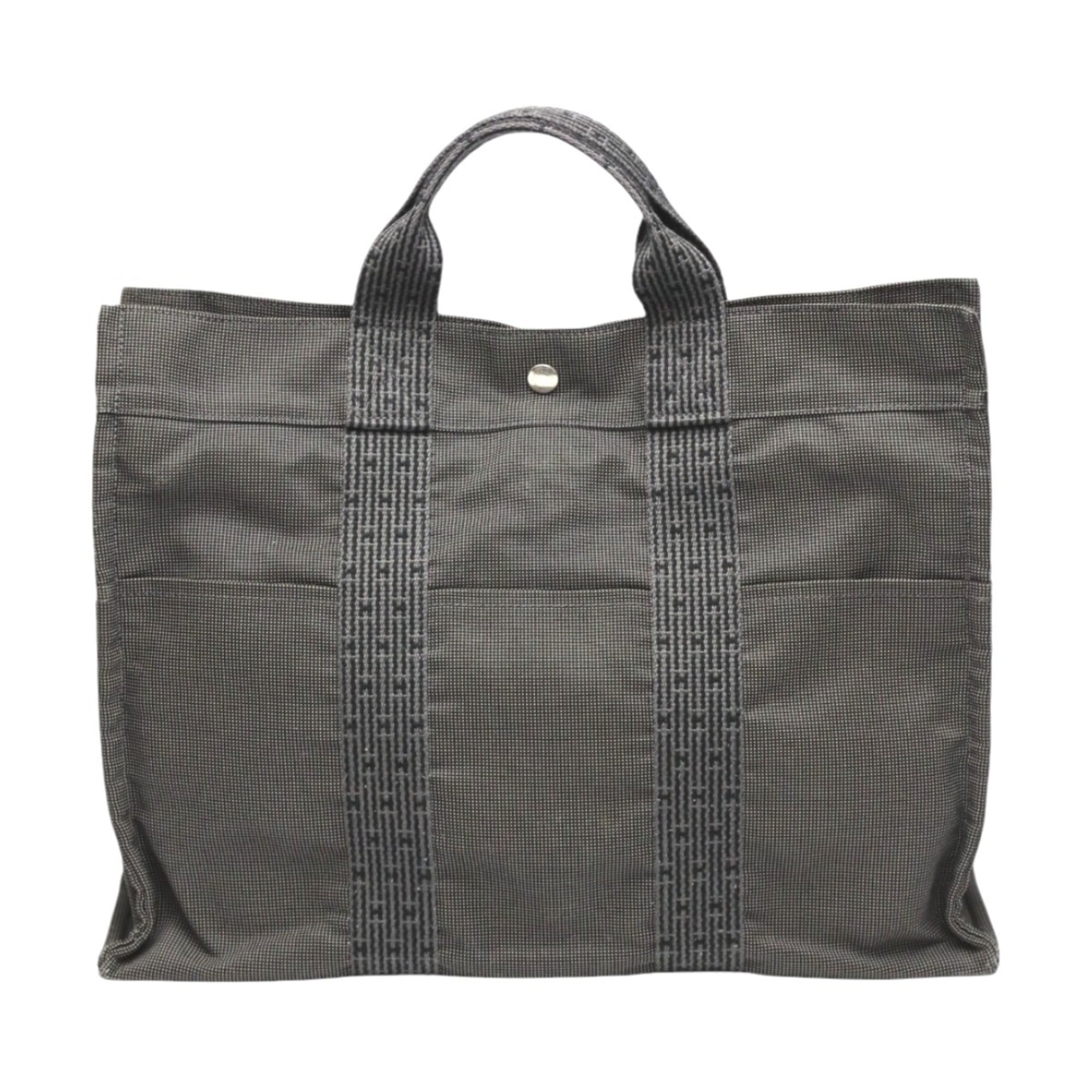 Hermes Her Line Gray Canvas Tote Bag (Pre-Owned)