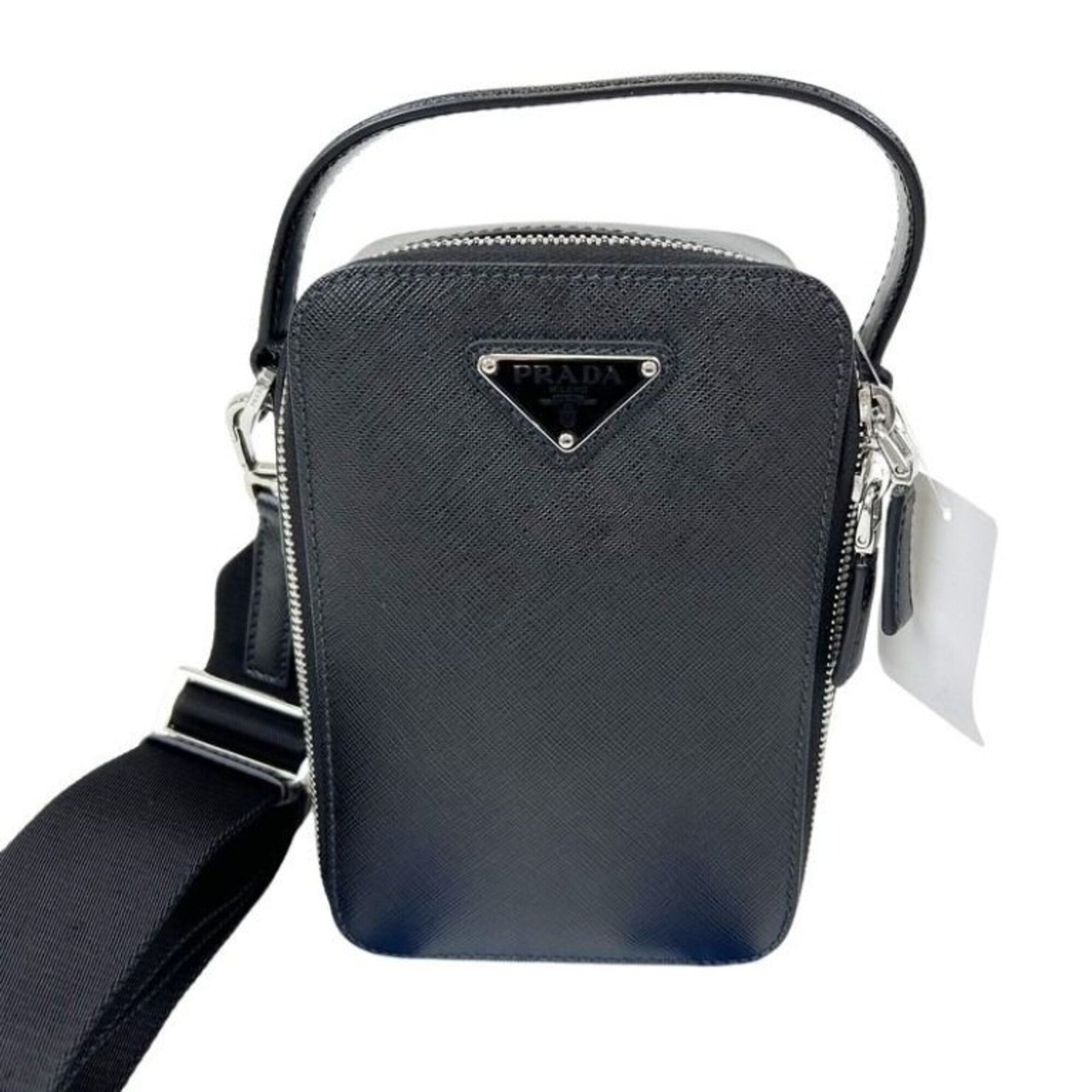 Prada Saffiano Black Saffiano Shoulder Bag (Pre-Owned)