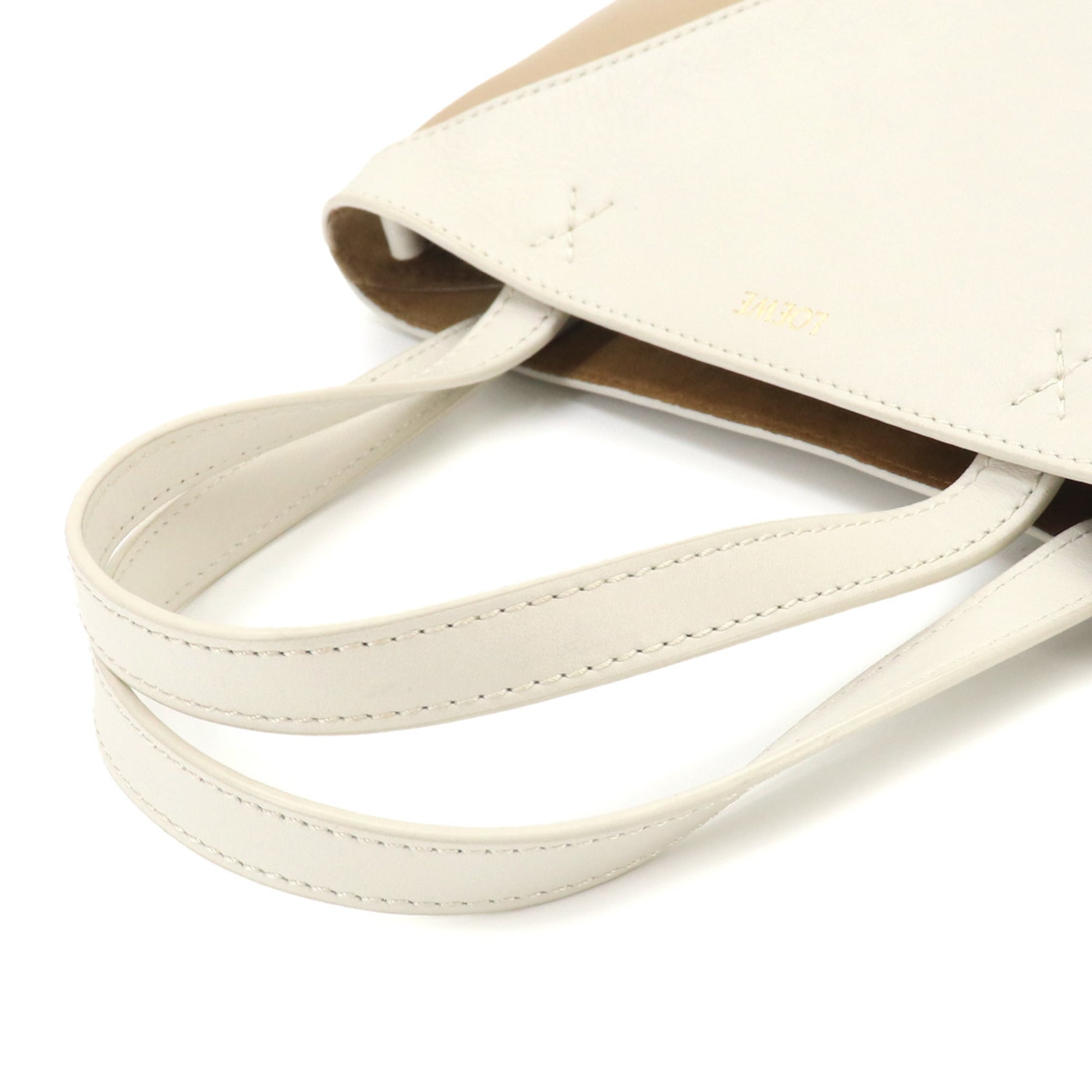 Loewe Puzzle Beige White Leather Handbag Tote Bag (Pre-Owned)