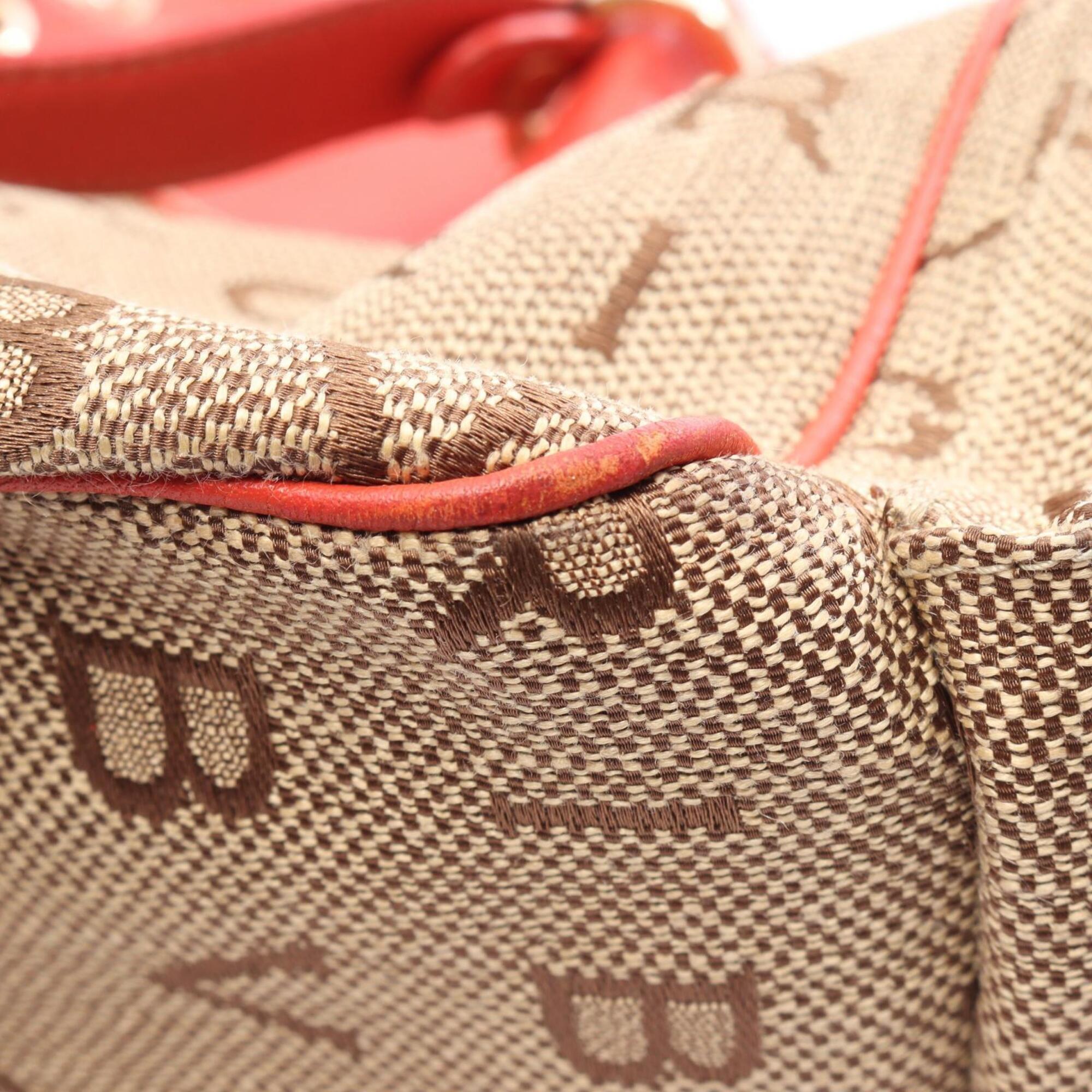 Bvlgari Beige Pink Canvas Leather Handbag (Pre-Owned)