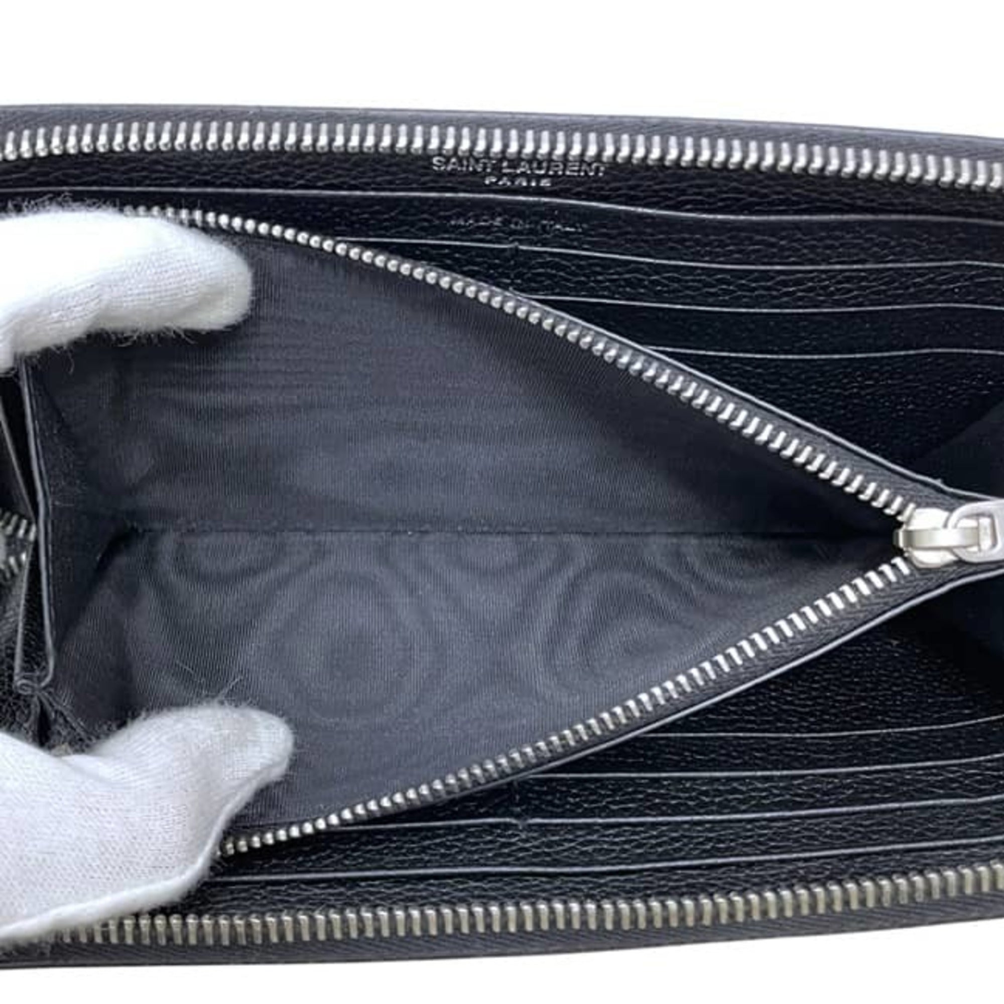 Saint Laurent Black Leather Long Wallet (Bi-Fold) (Pre-Owned)