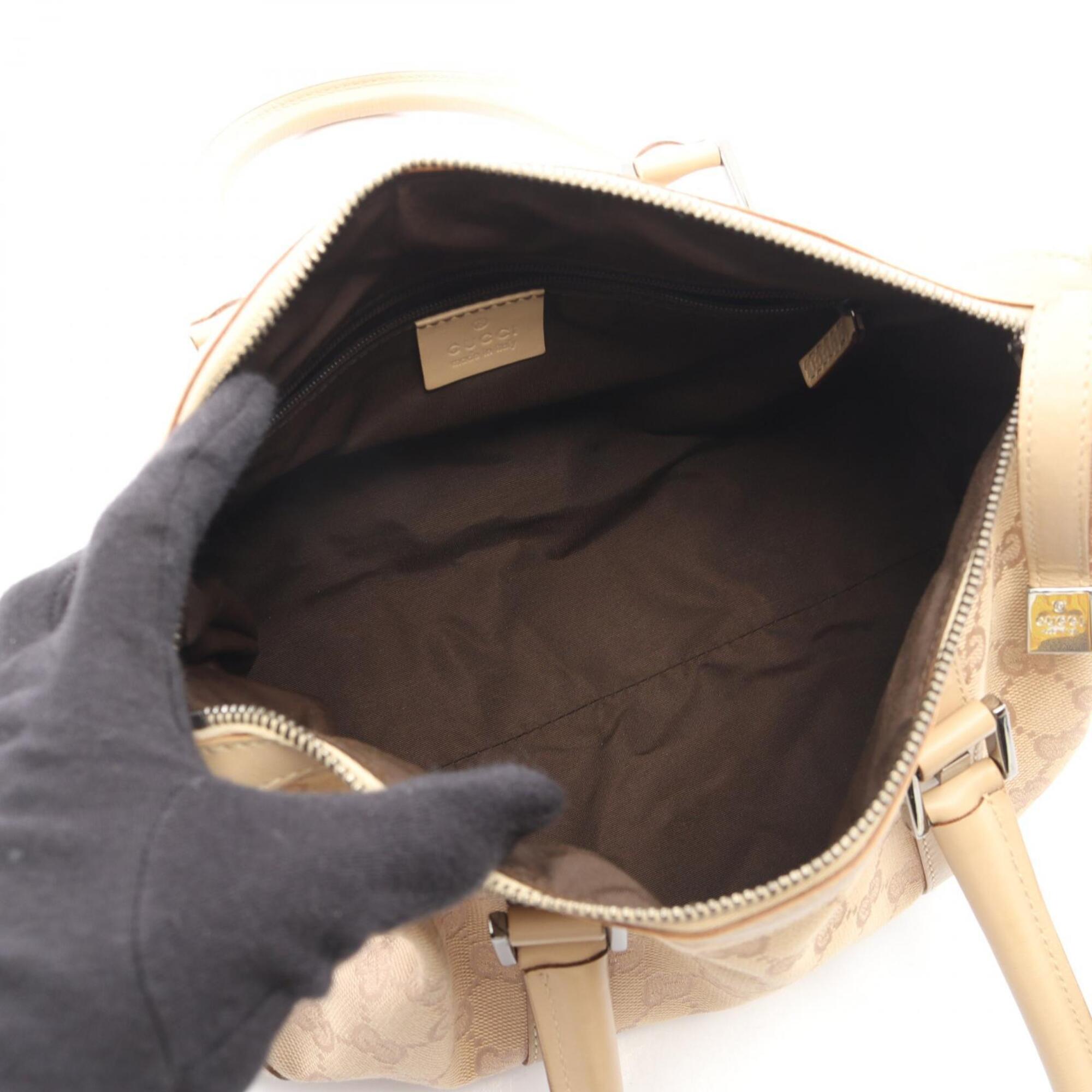 Gucci Beige Canvas Leather Handbag (Pre-Owned)