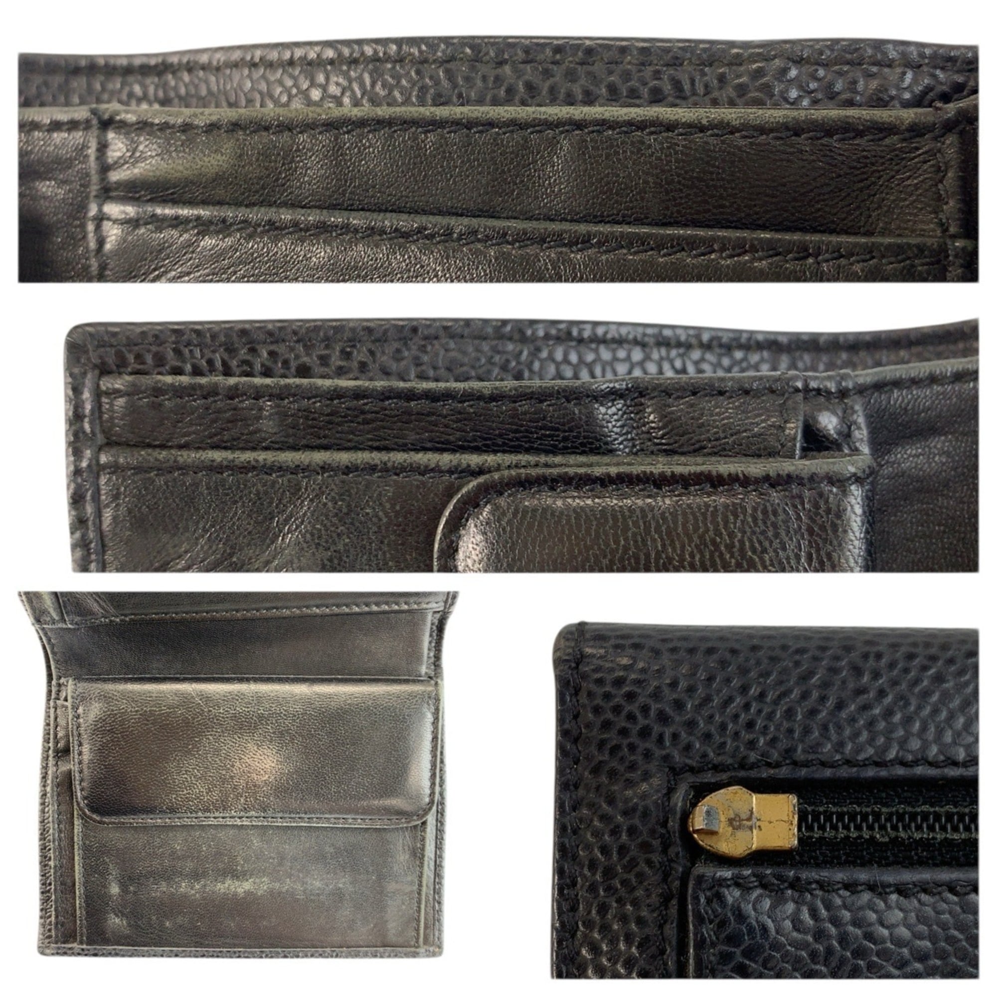 Chanel Black Leather Wallet (Tri-Fold) (Pre-Owned)