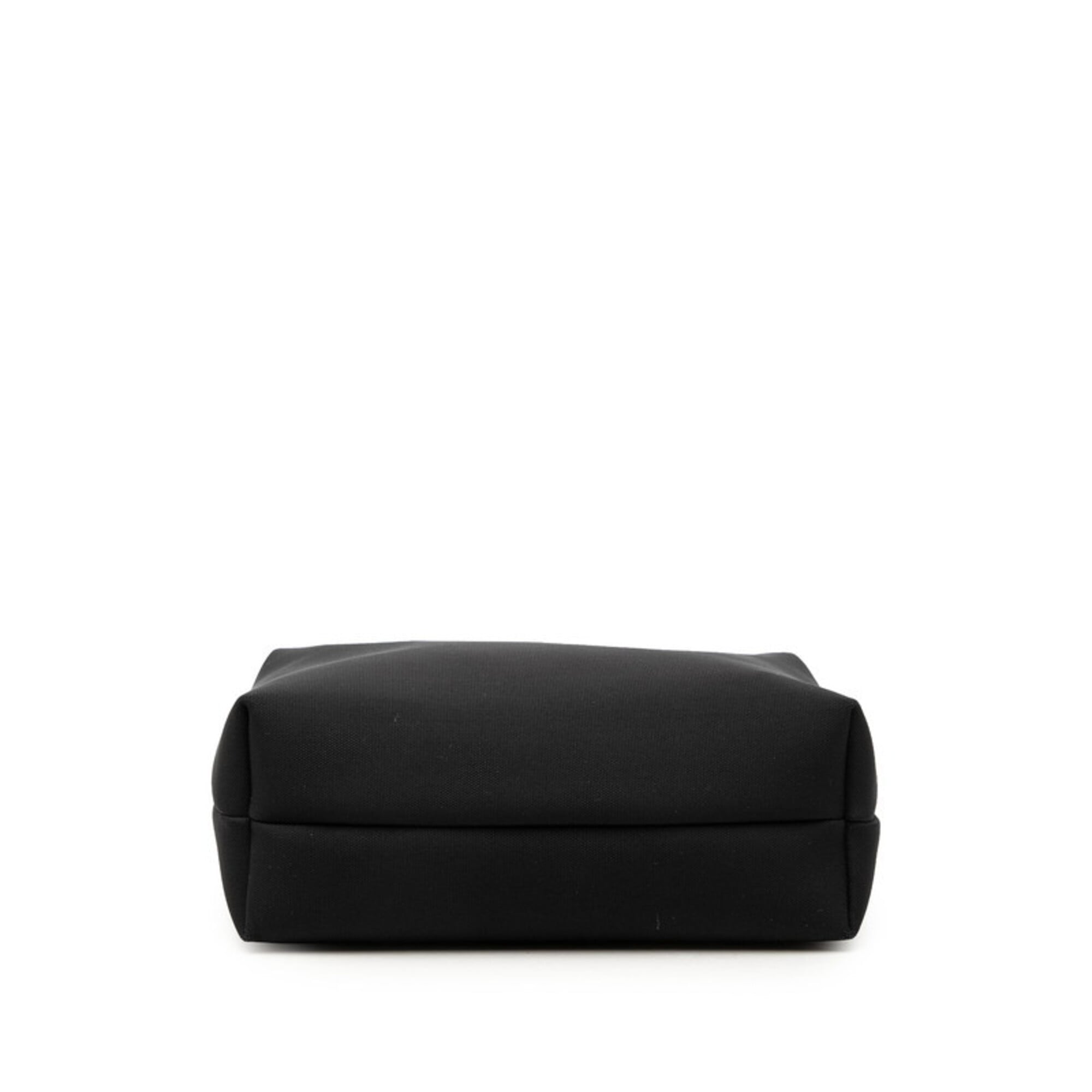 Salvatore Ferragamo Black Canvas Leather Handbag Pouch (Pre-Owned)
