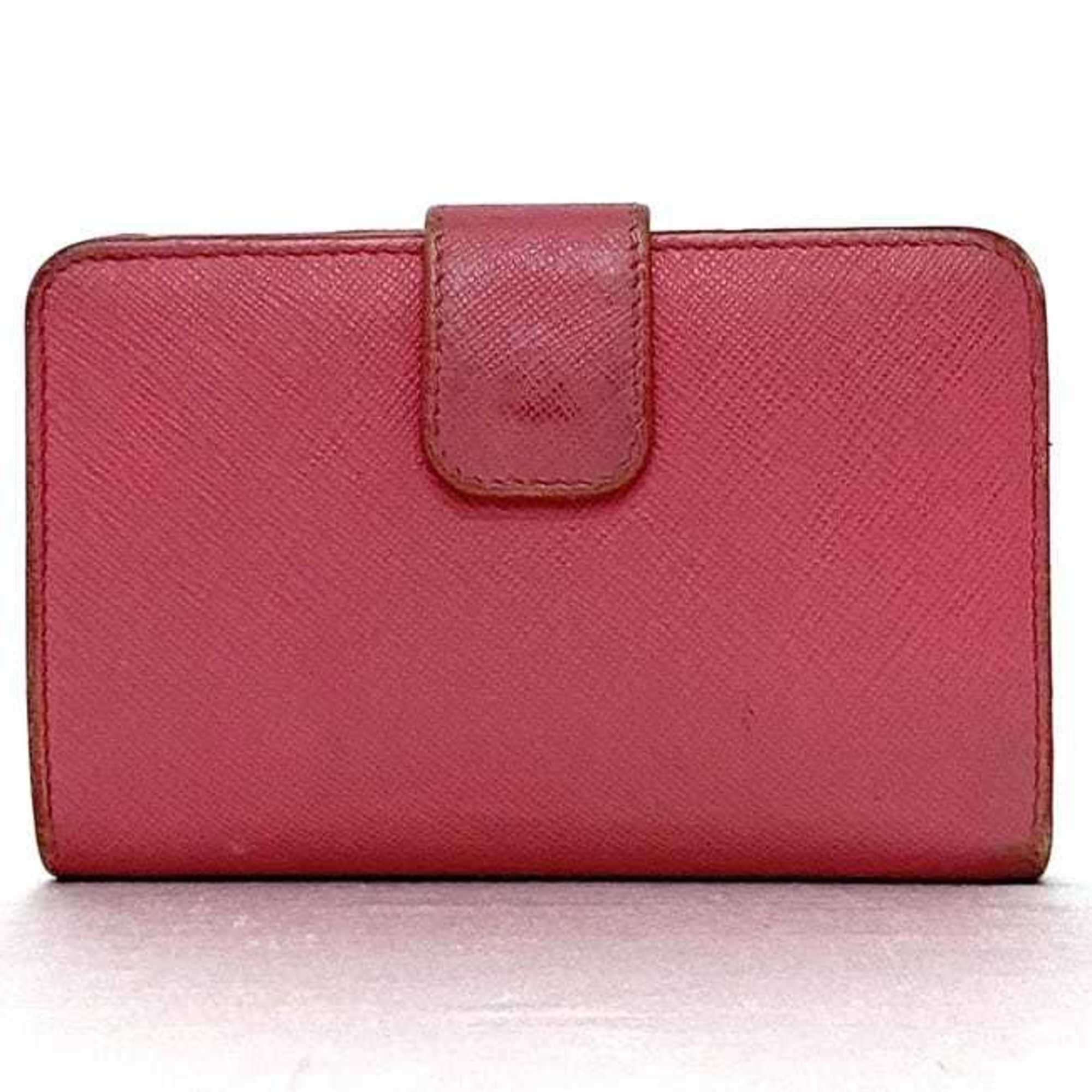 Prada Pink Saffiano Metal Wallet (Bi-Fold) (Pre-Owned)