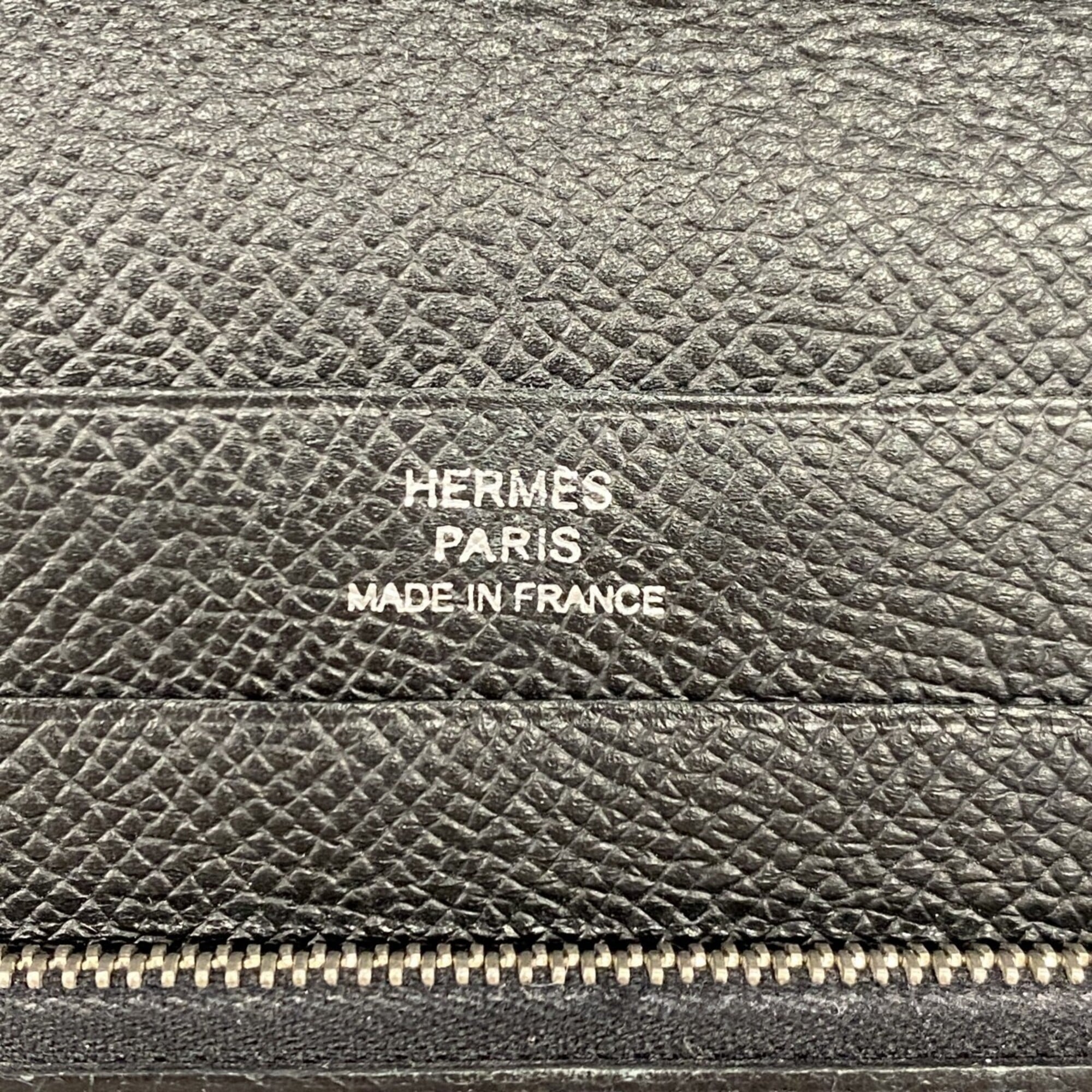 Hermes Black Leather Long Wallet (Bi-Fold) (Pre-Owned)