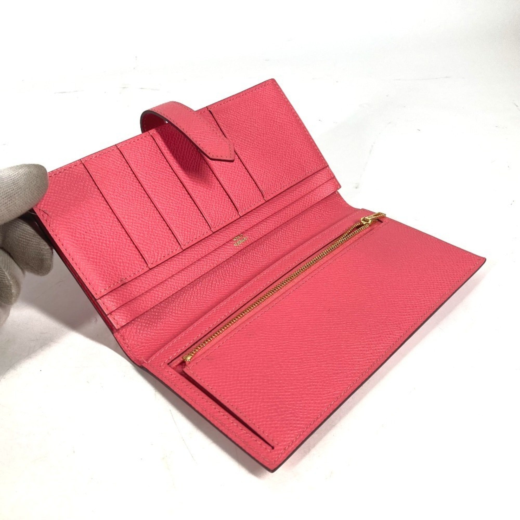 Hermes Pink Epsom Leather Long Wallet (Bi-Fold) (Pre-Owned)