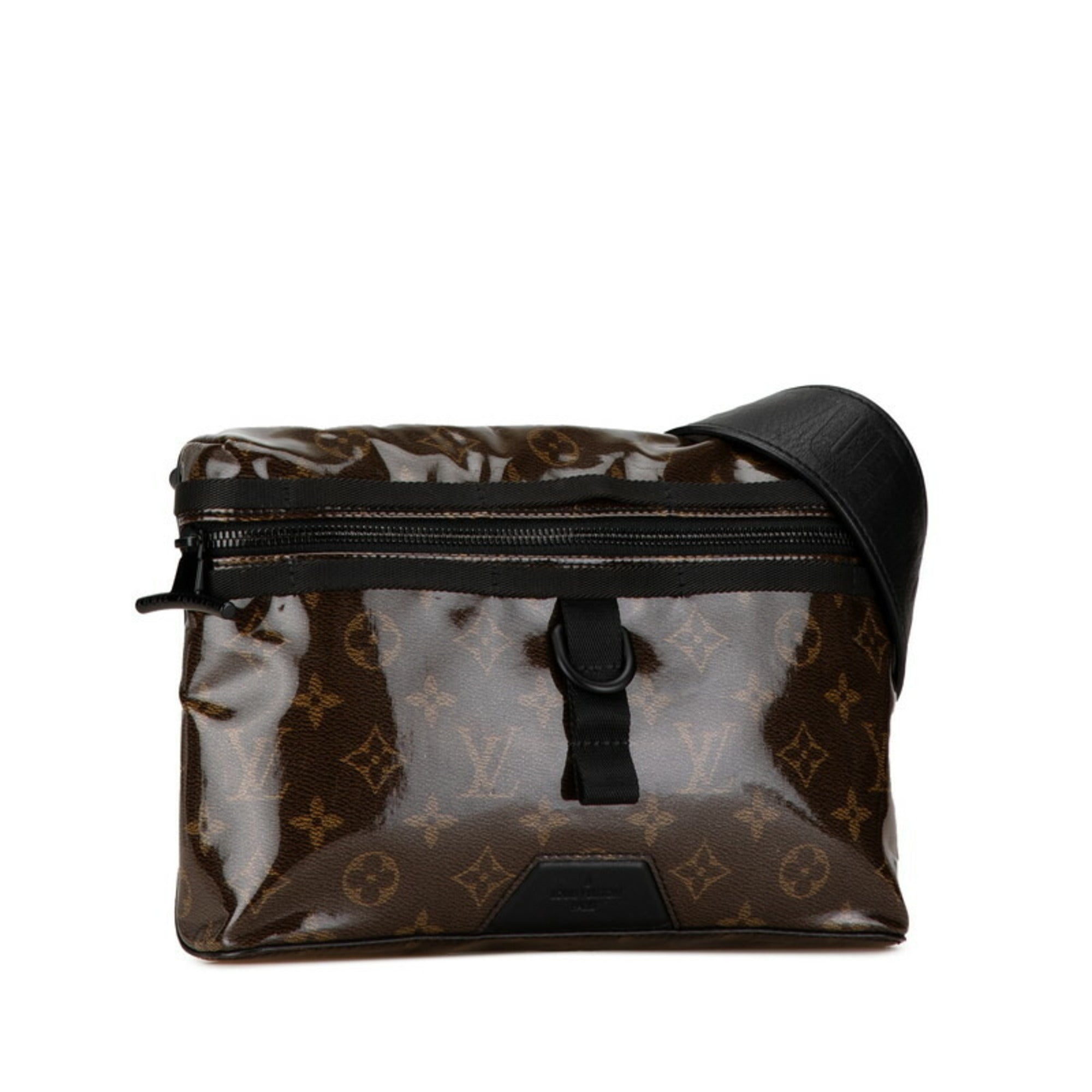 Louis Vuitton Black Brown Vinyl Leather Shoulder Bag (Pre-Owned)