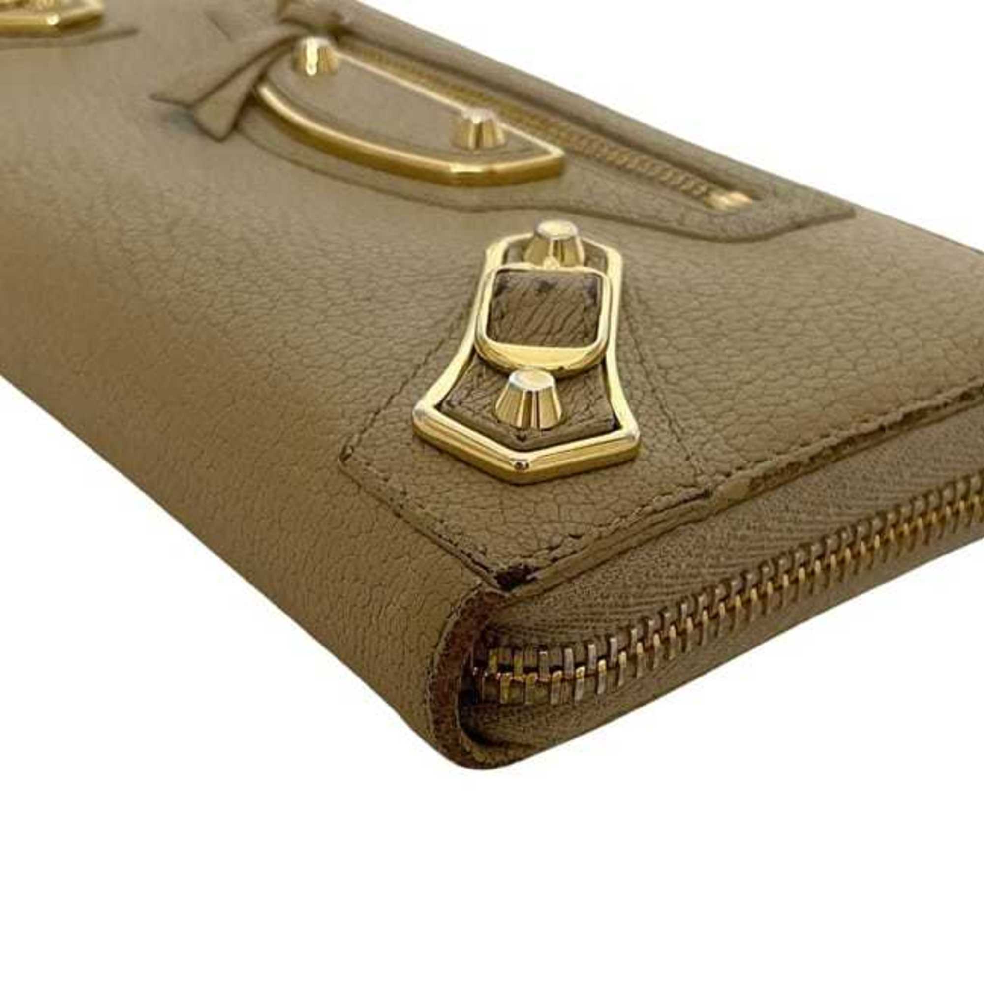 Balenciaga Beige Leather Long Wallet (Bi-Fold) (Pre-Owned)