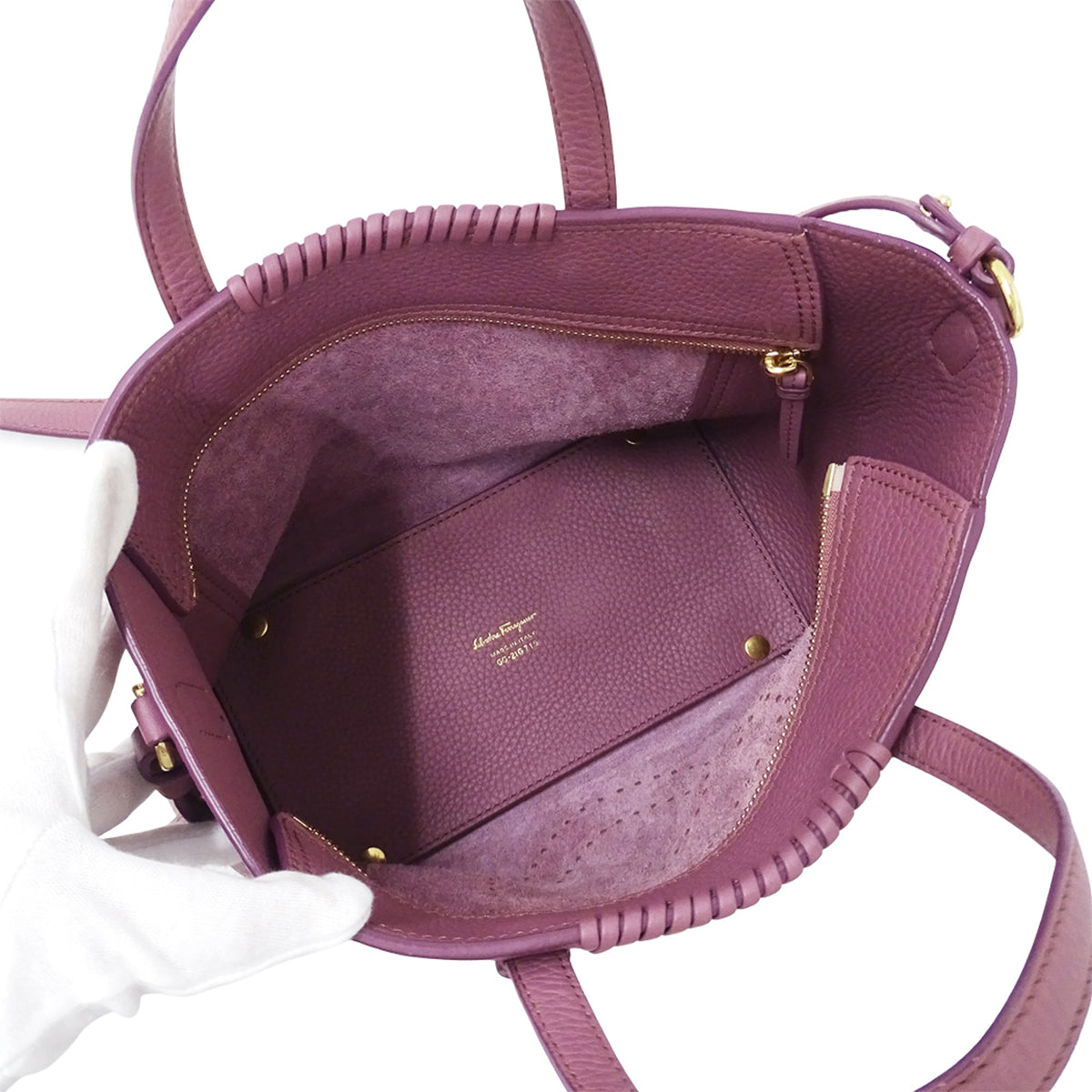 Salvatore Ferragamo Gancini Pink Purple Leather Handbag Shoulder Bag (Pre-Owned)