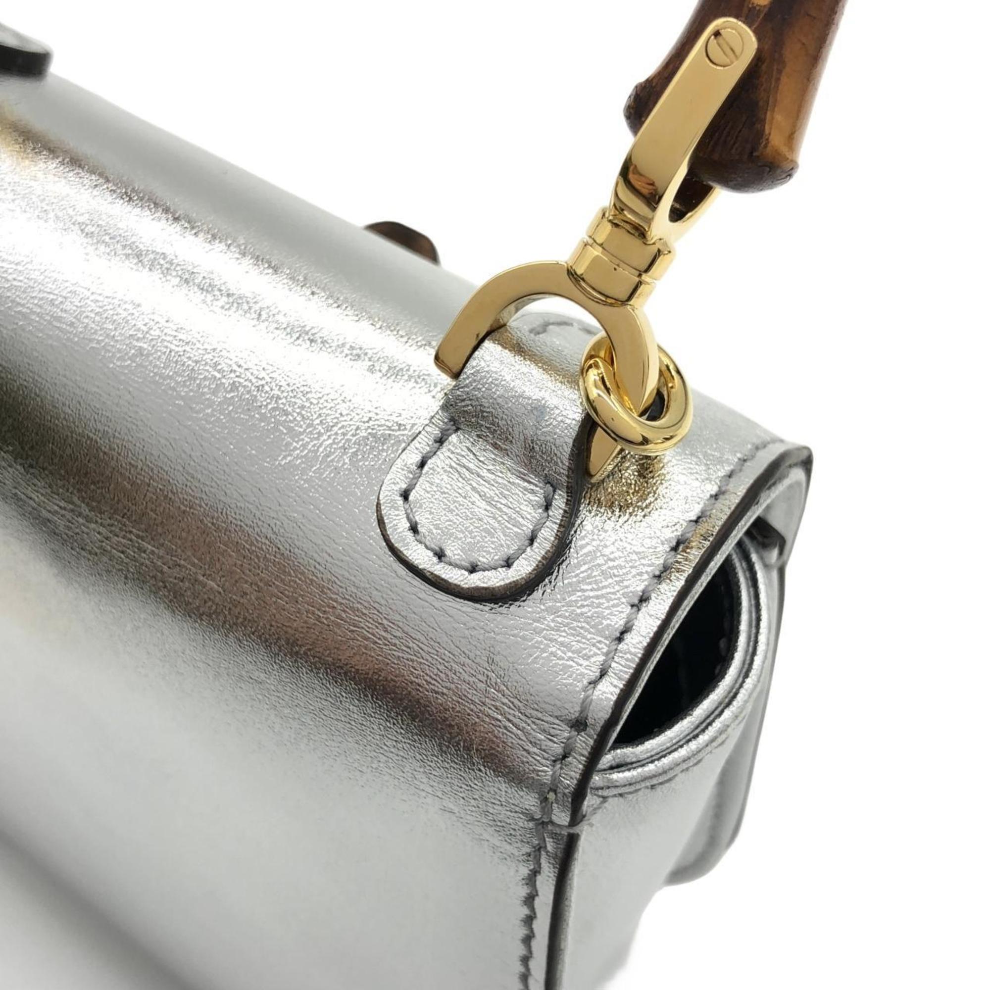 Gucci Silver Leather Handbag (Pre-Owned)