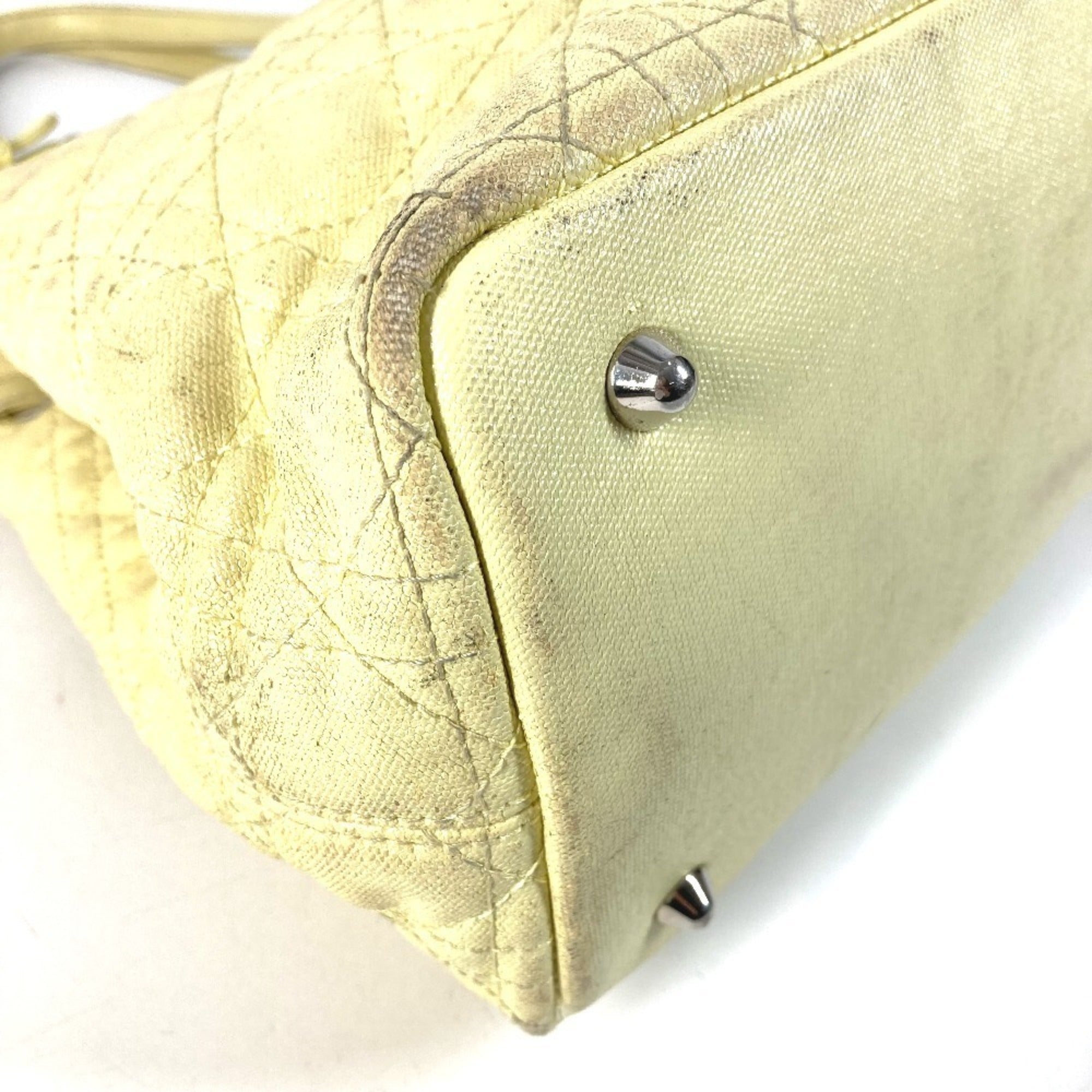 Christian Dior Yellow Leather Coated Canvas Shoulder Bag Tote Bag (Pre-Owned)