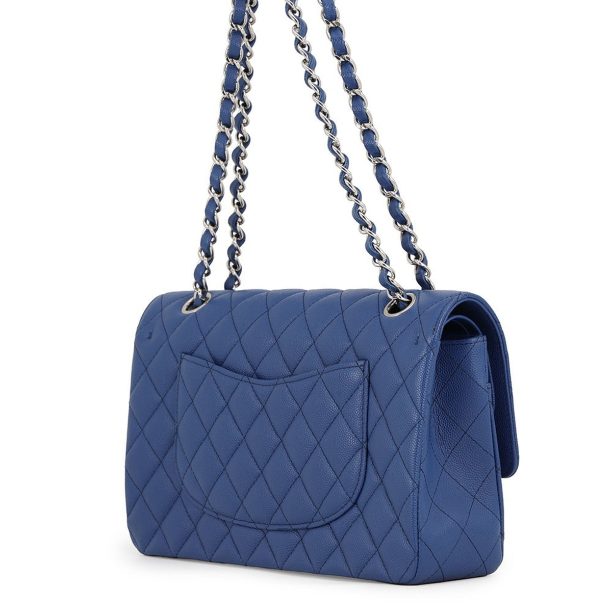 Chanel Matelasse Blue Grained Calfskin Handbag Shoulder Bag (Pre-Owned)