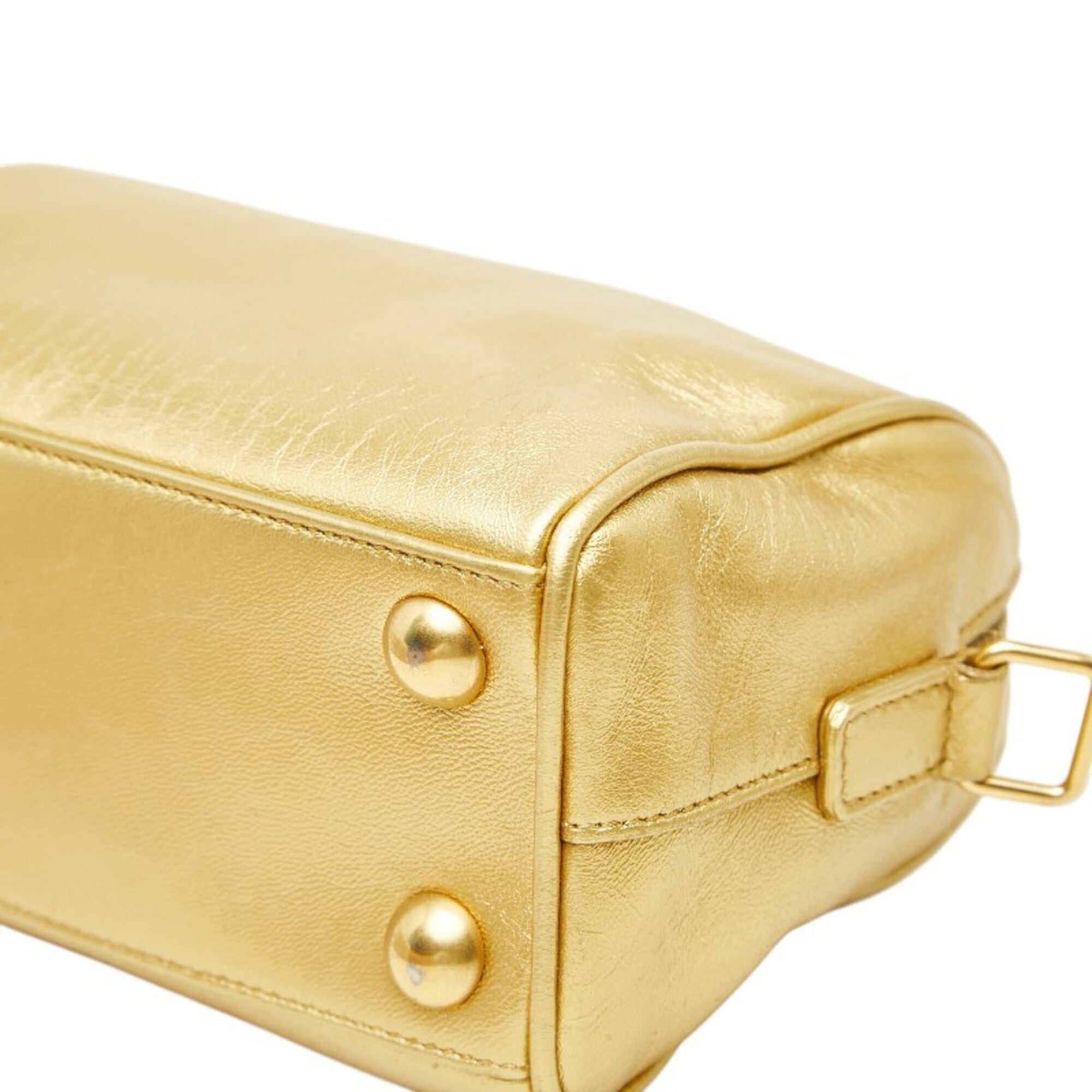 Saint Laurent Gold Leather Handbag Shoulder Bag (Pre-Owned)