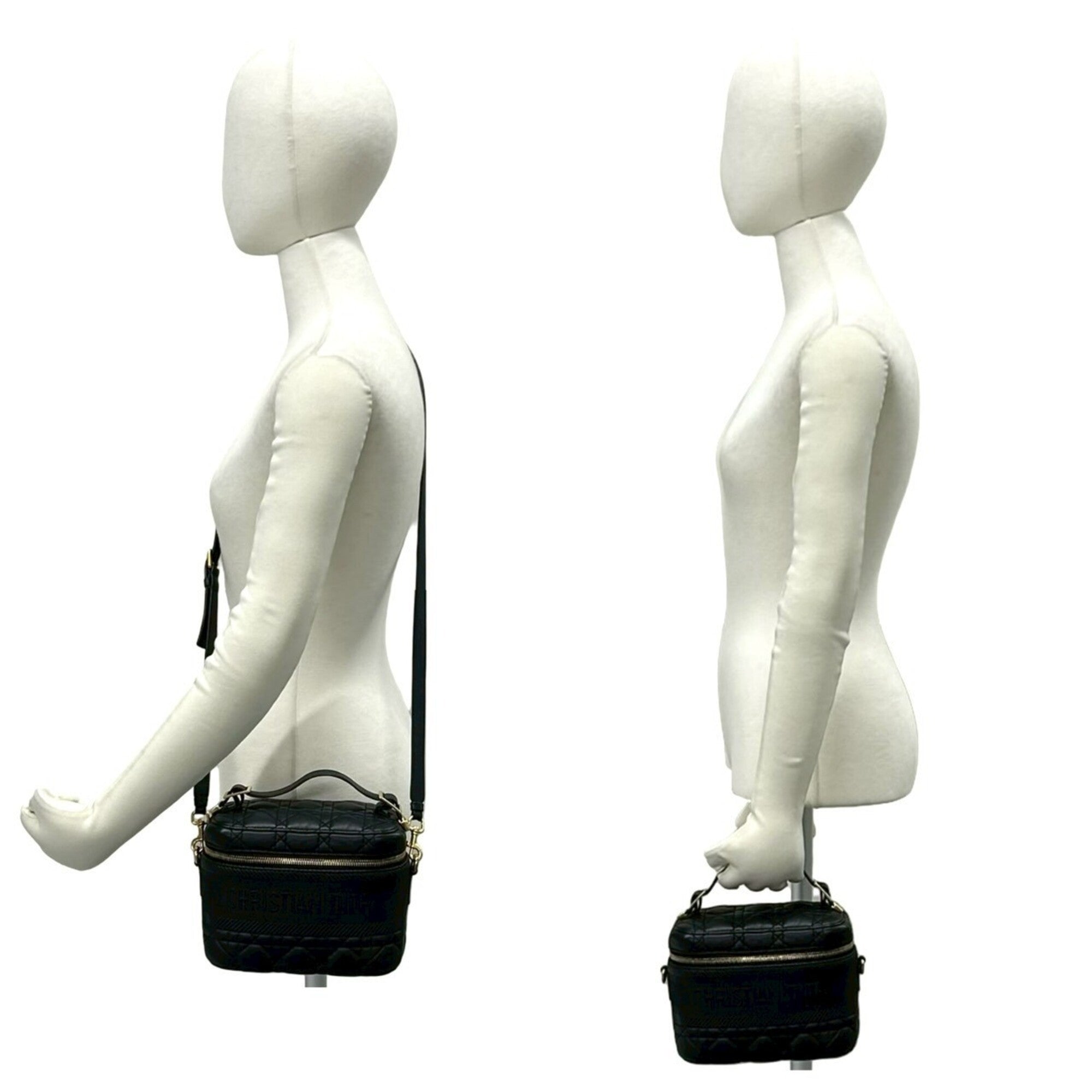 Christian Dior Black Leather Shoulder Bag Vanity Bag (Pre-Owned)