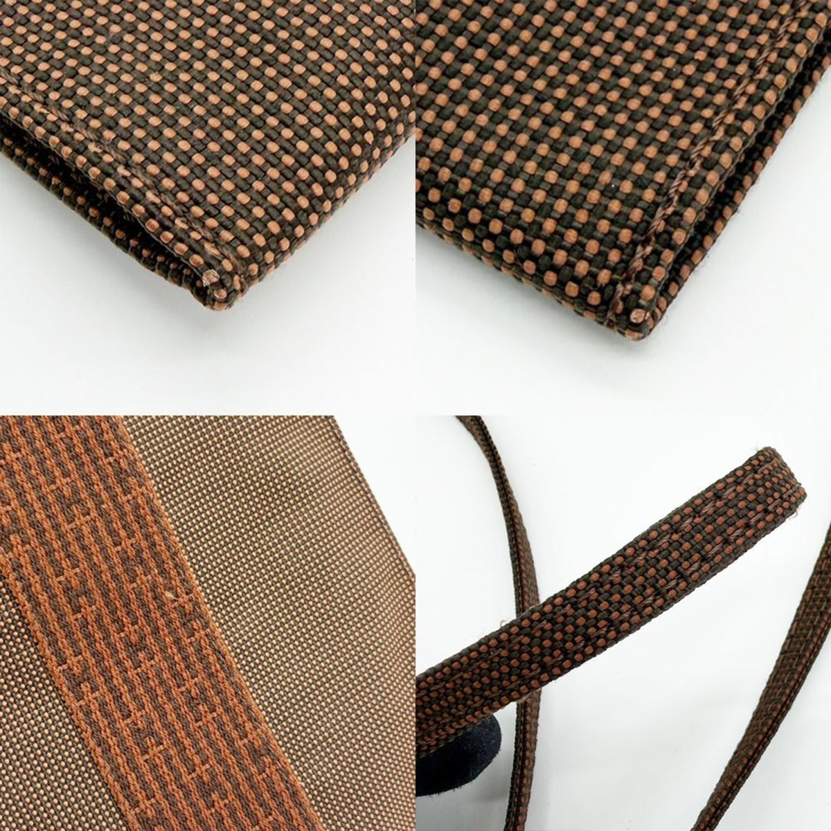 Hermes Brown Nylon Canvas Pochette Shoulder Bag (Pre-Owned)