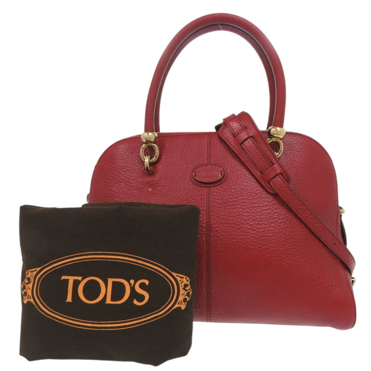 Tod's Red Color Leather Handbag Shoulder Bag (Pre-Owned)
