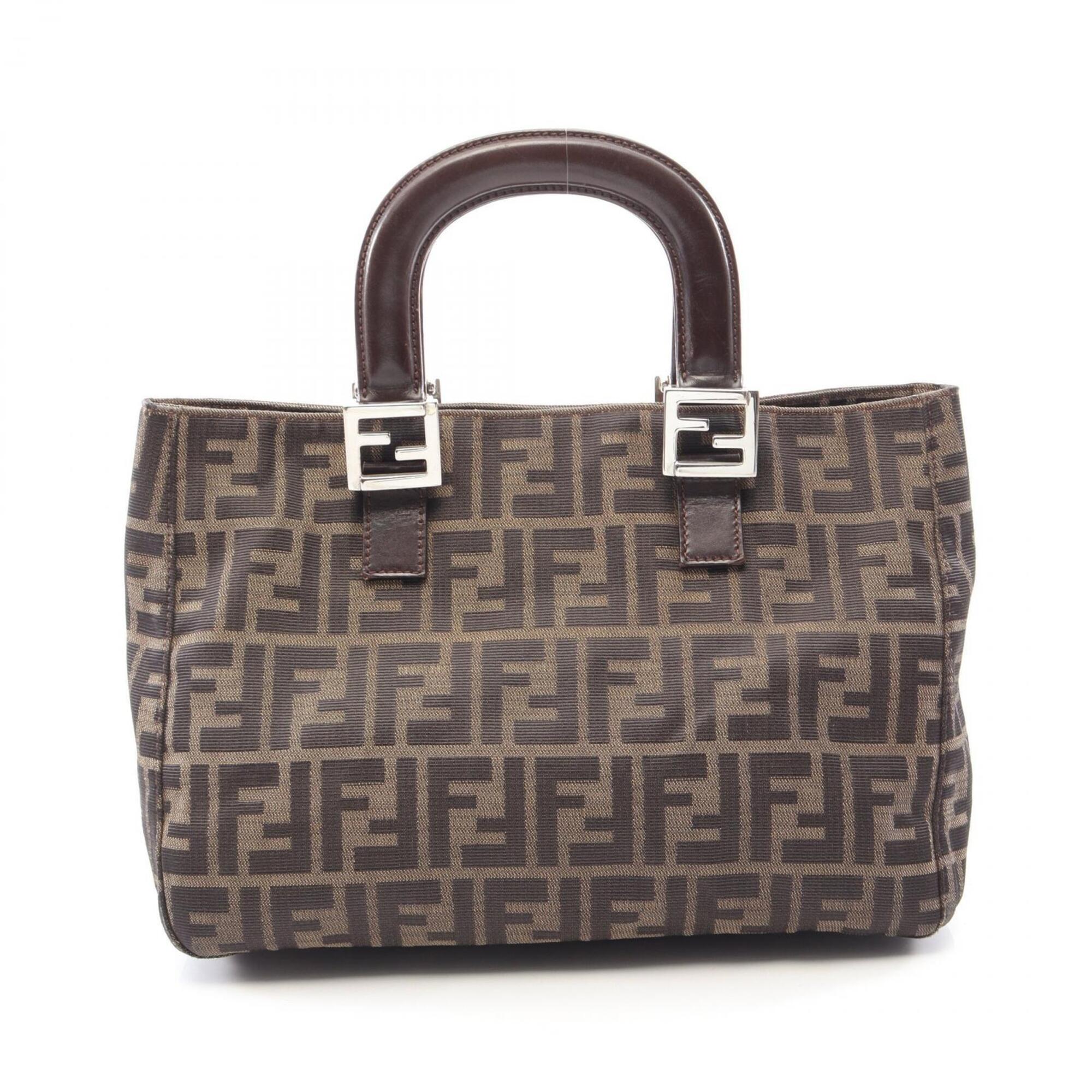 Fendi Brown Canvas Leather Handbag Tote Bag (Pre-Owned)