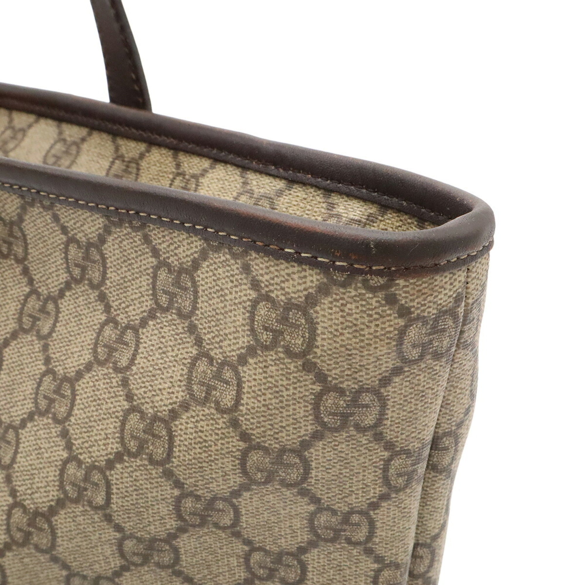 Gucci Beige Dark Brown Khaki Gg Supreme Shoulder Bag Tote Bag (Pre-Owned)