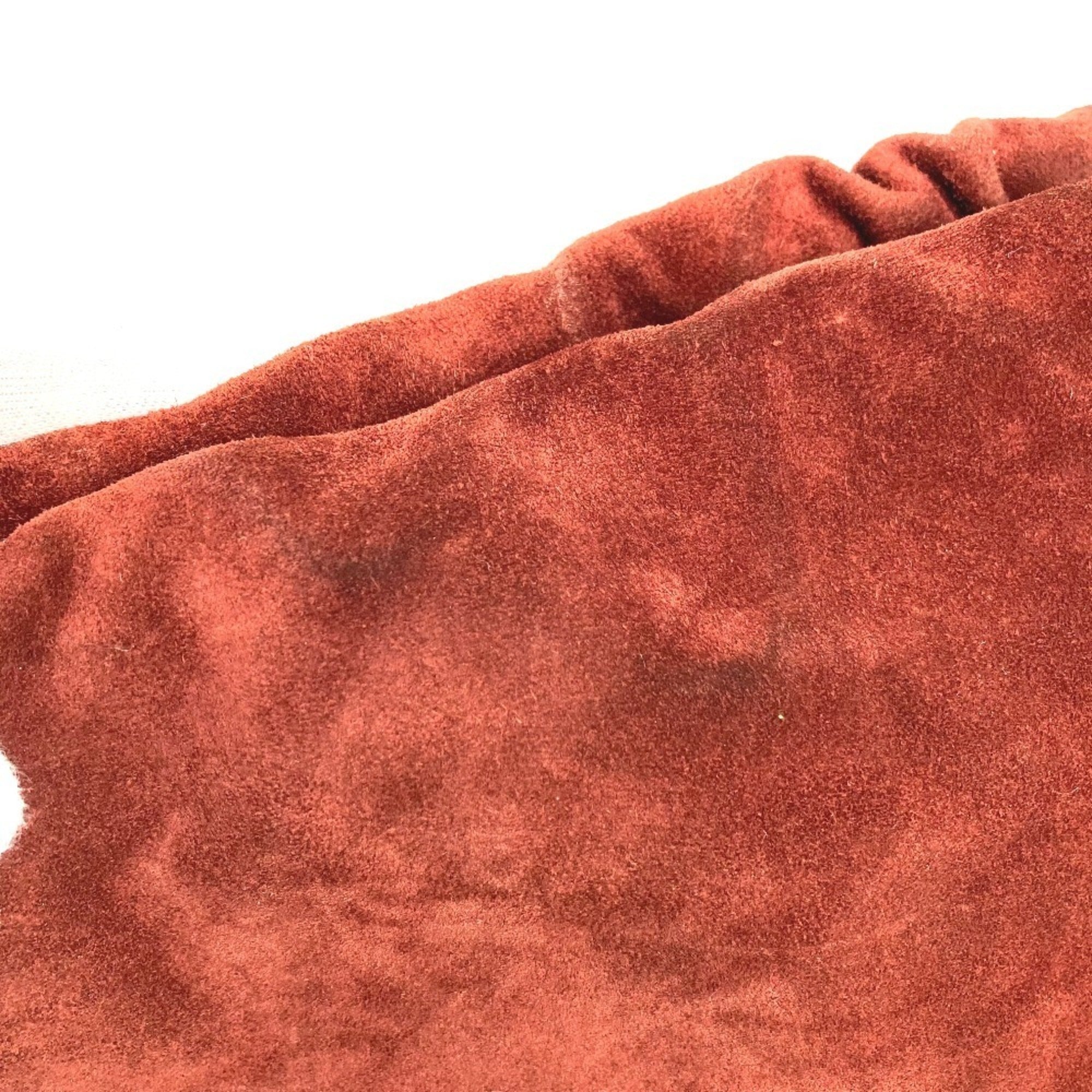 Chanel Red Color Suede Handbag Shoulder Bag (Pre-Owned)