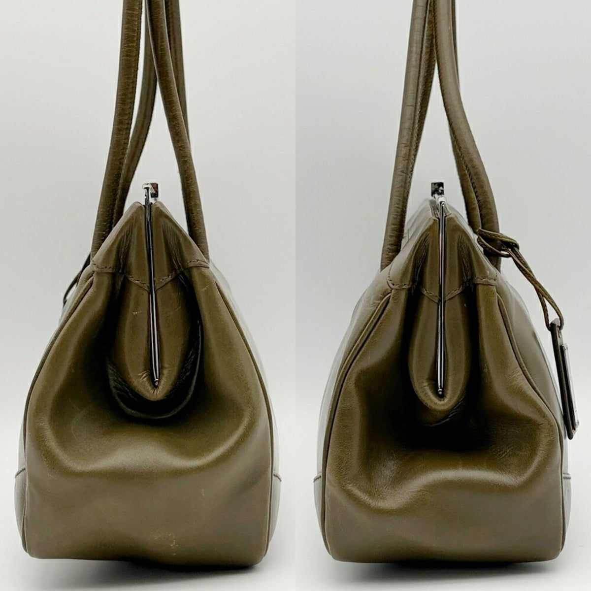 Gucci Green Khaki Olive Leather Handbag (Pre-Owned)