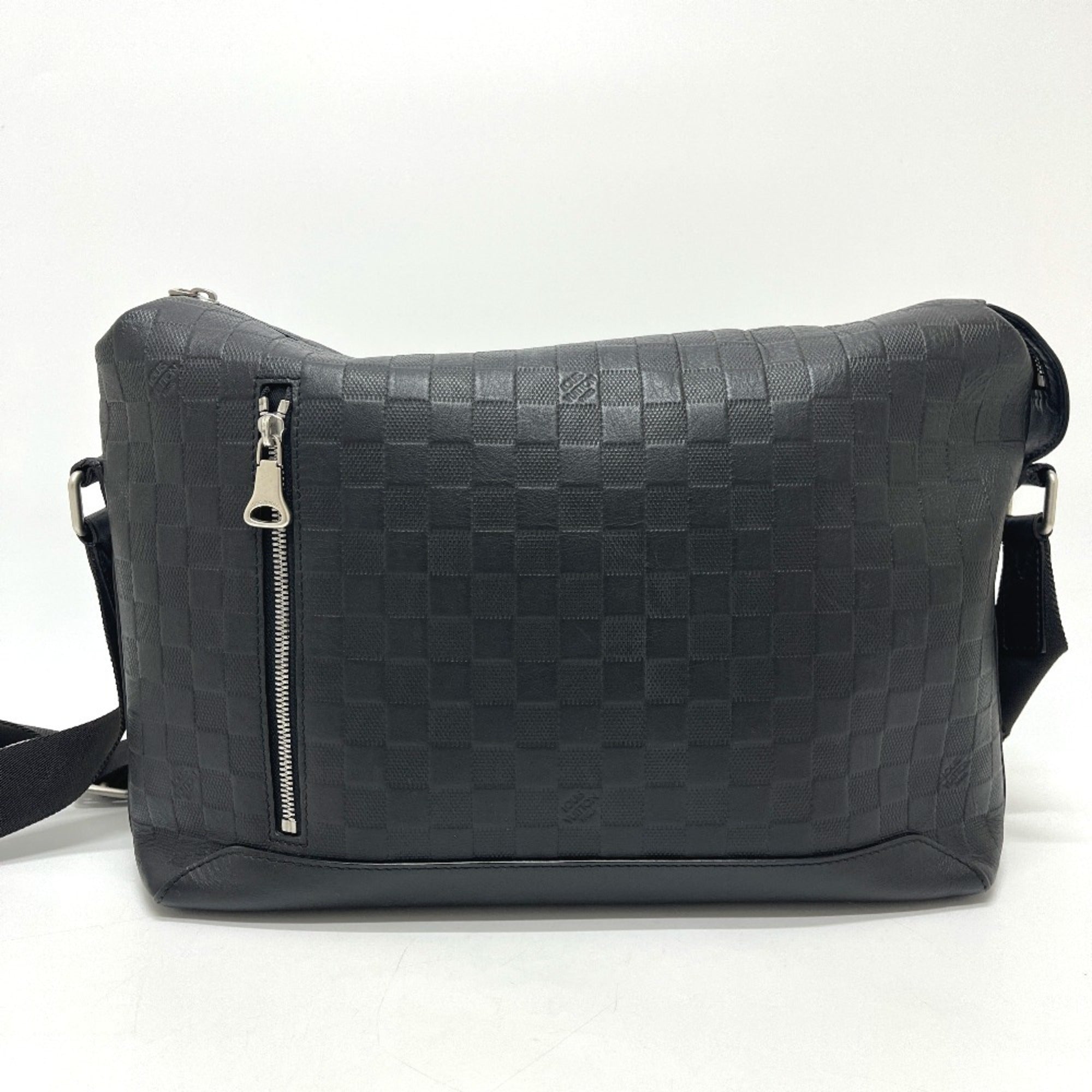 Louis Vuitton Black Gray Onyx Damier Infini Leather Messenger Bag Shoulder Bag (Pre-Owned)