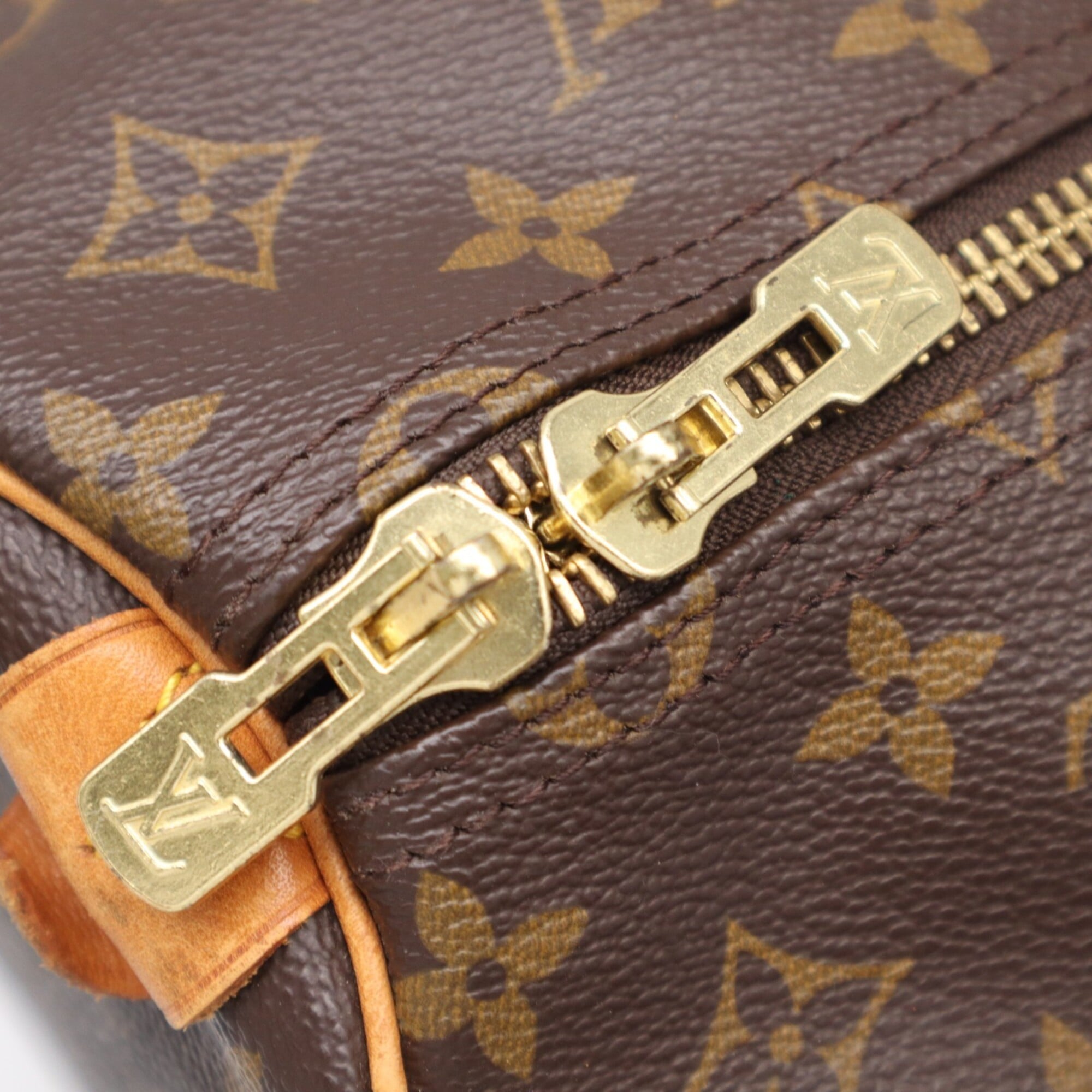 Louis Vuitton Monogram Beige Brown Coated Canvas Leather Boston Bag (Pre-Owned)