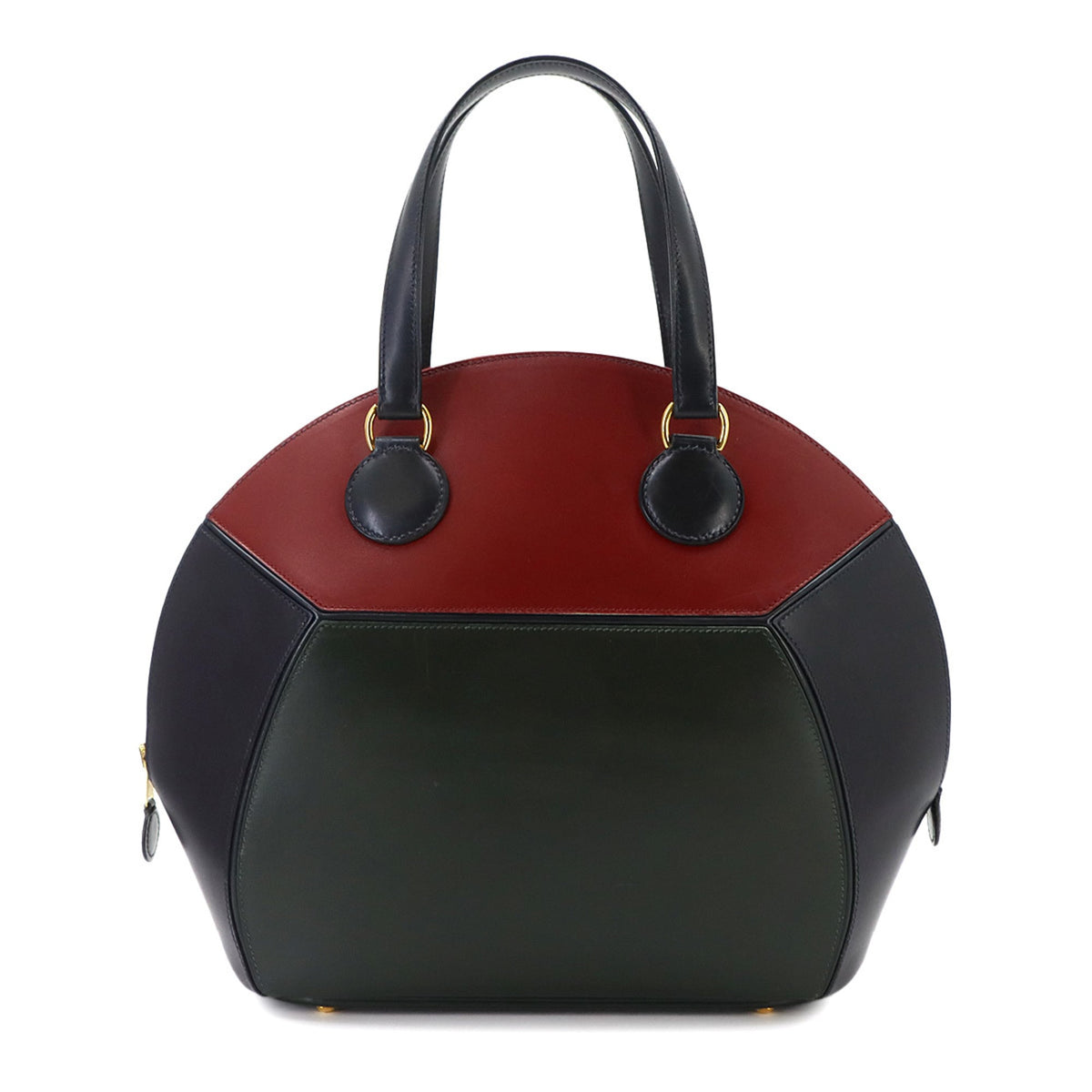 Hermes Blue Indigo Green Rouge H Box Calf Leather Handbag (Pre-Owned)