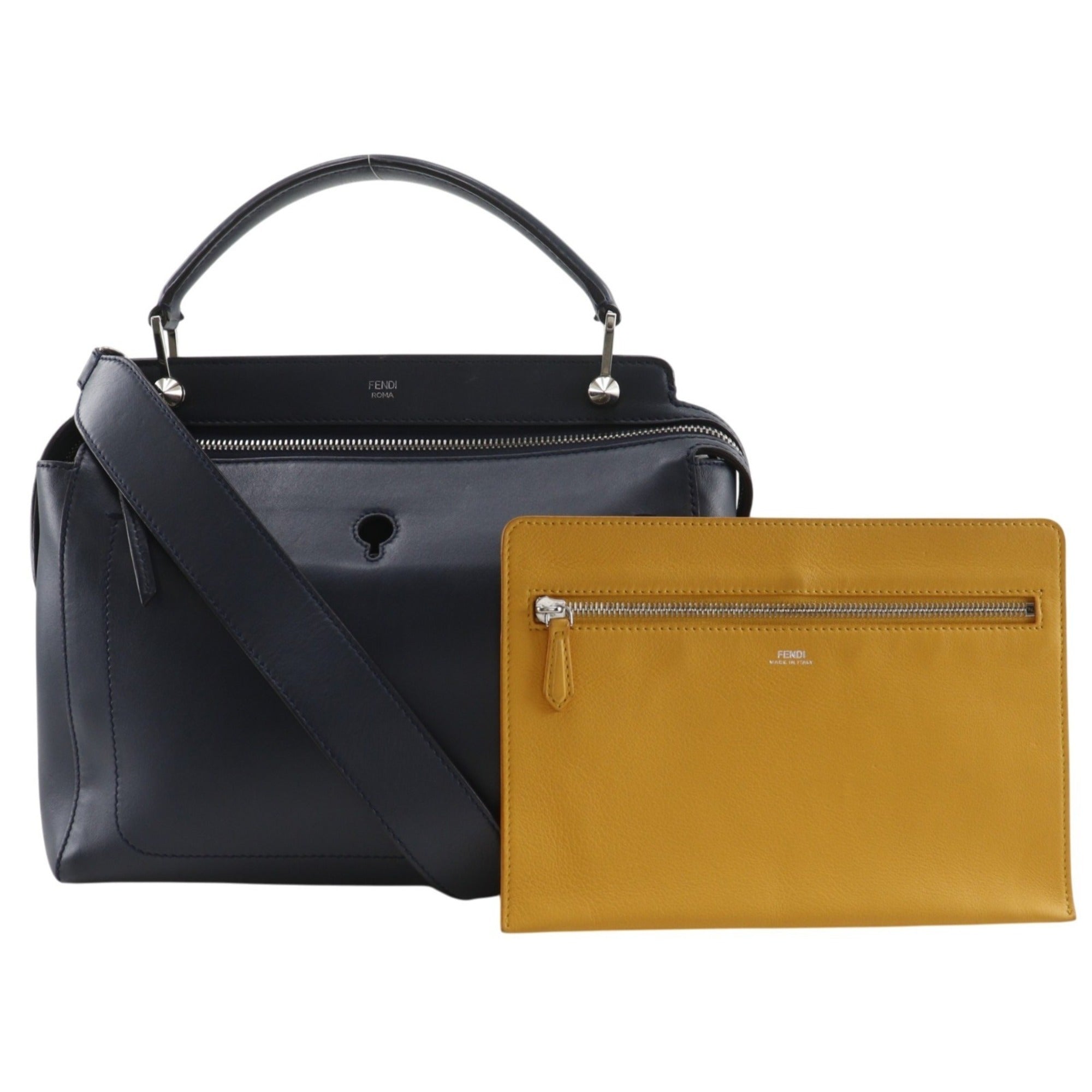 Fendi Navy Leather Handbag (Pre-Owned)