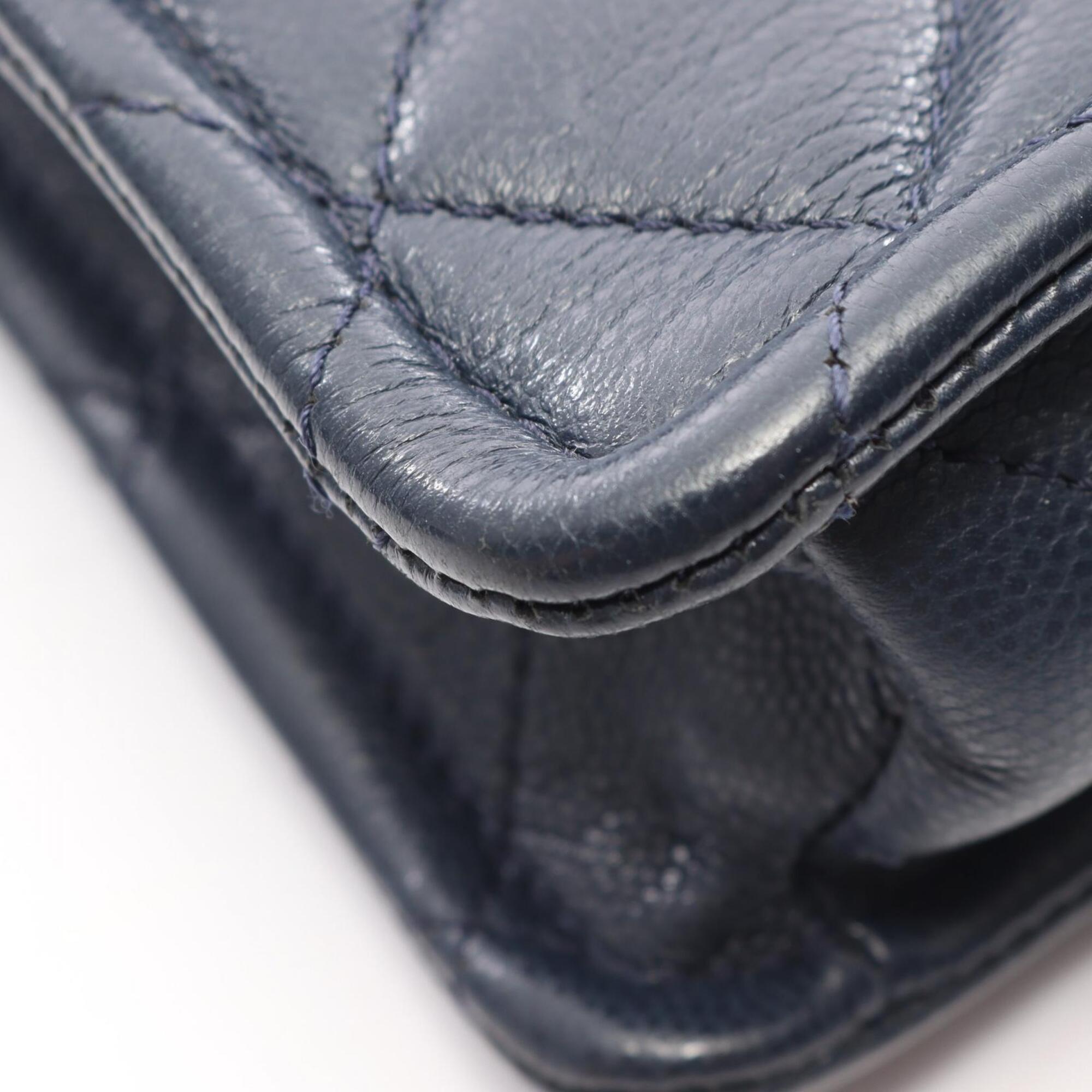 Chanel Navy Grained Calfskin Handbag Shoulder Bag (Pre-Owned)