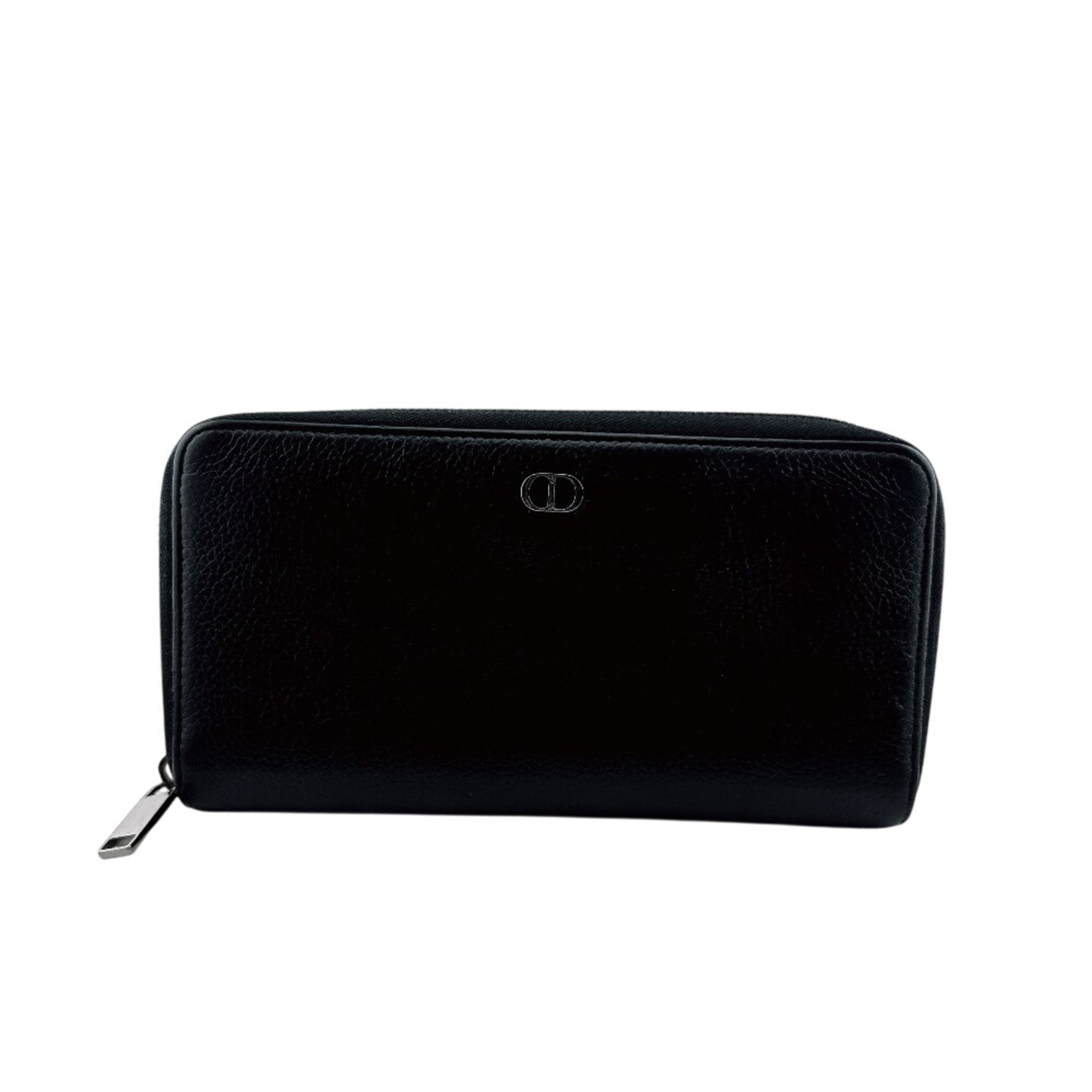 Christian Dior Black Leather Long Wallet (Bi-Fold) (Pre-Owned)