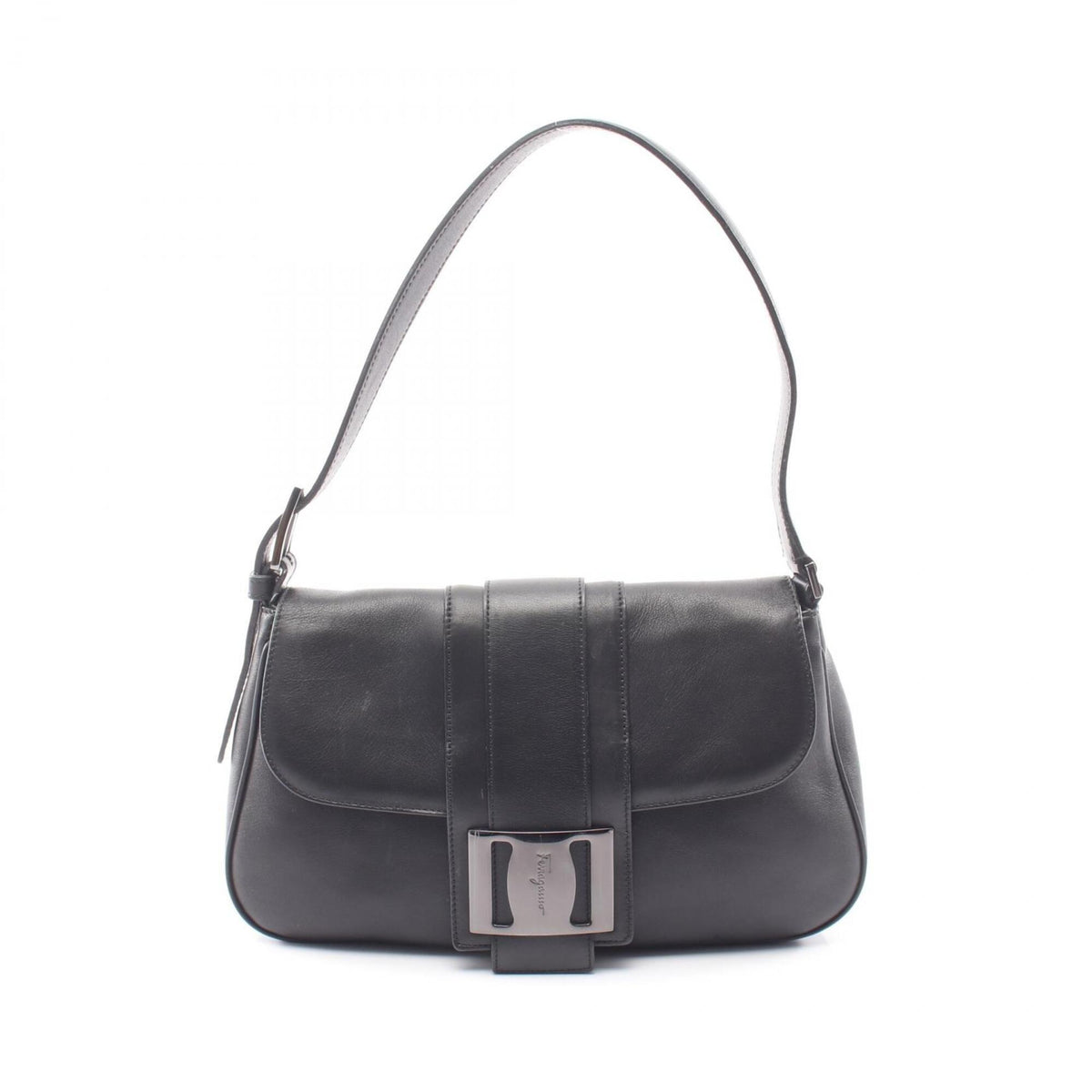 Salvatore Ferragamo Black Leather Handbag Shoulder Bag (Pre-Owned)