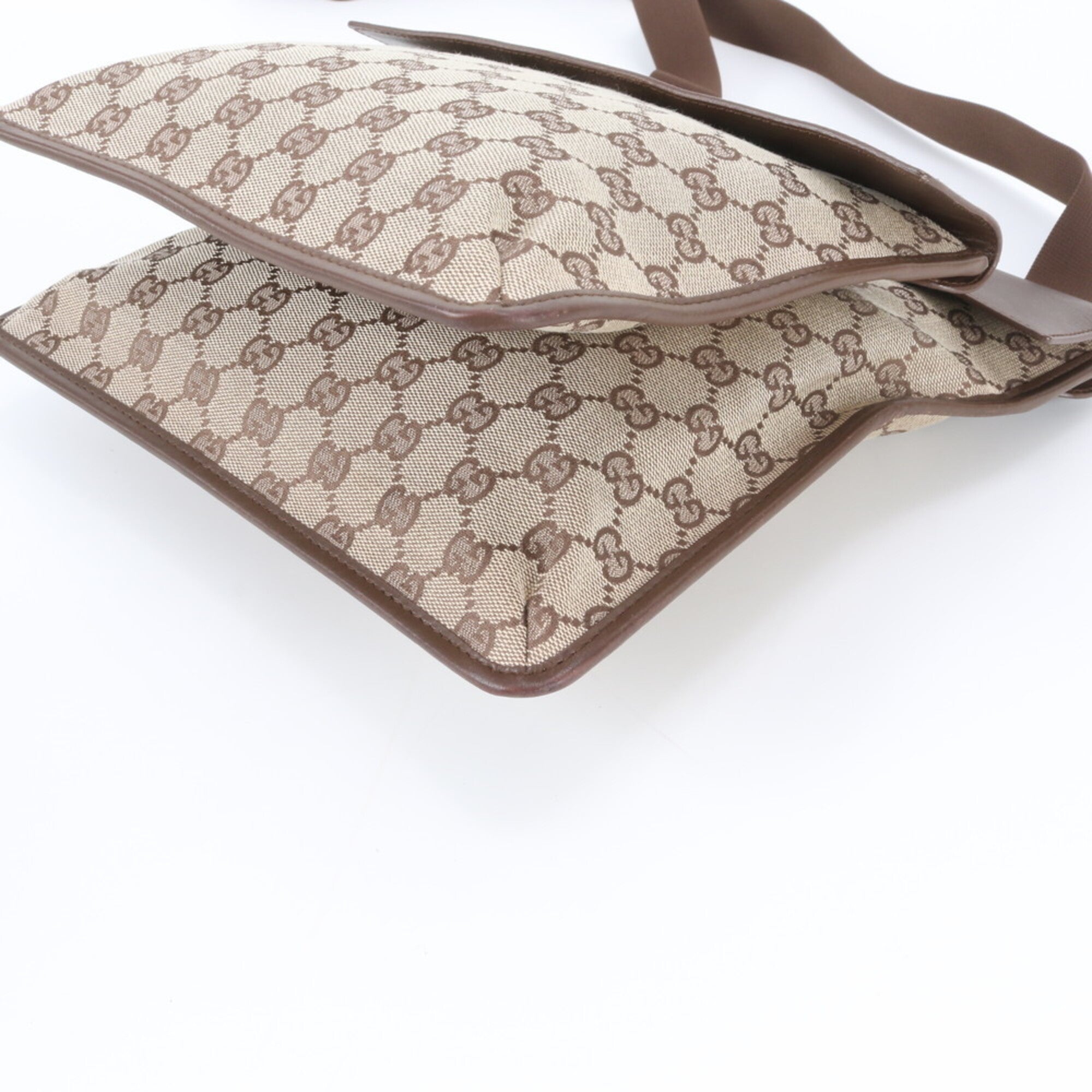 Gucci Gg Canvas Brown Gg Canvas Leather Shoulder Bag (Pre-Owned)