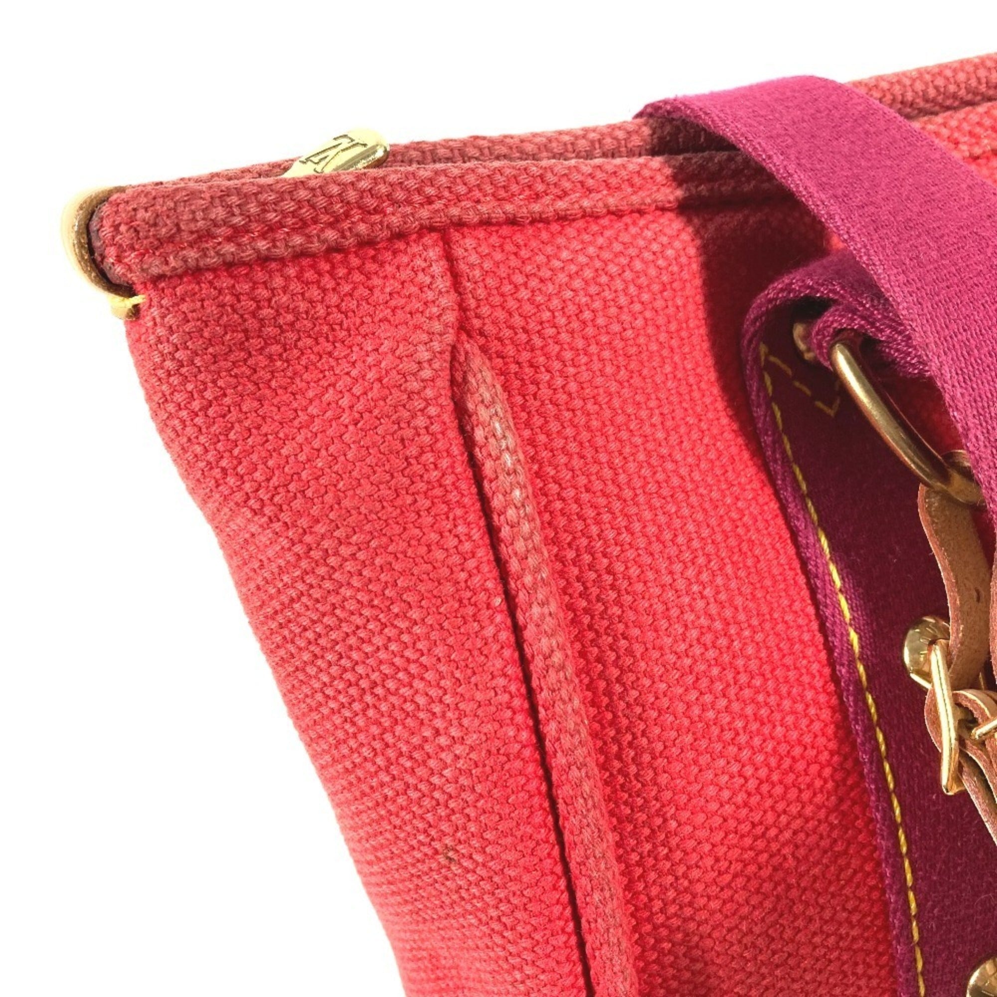 Louis Vuitton Red Color Cotton Tote Bag (Pre-Owned)