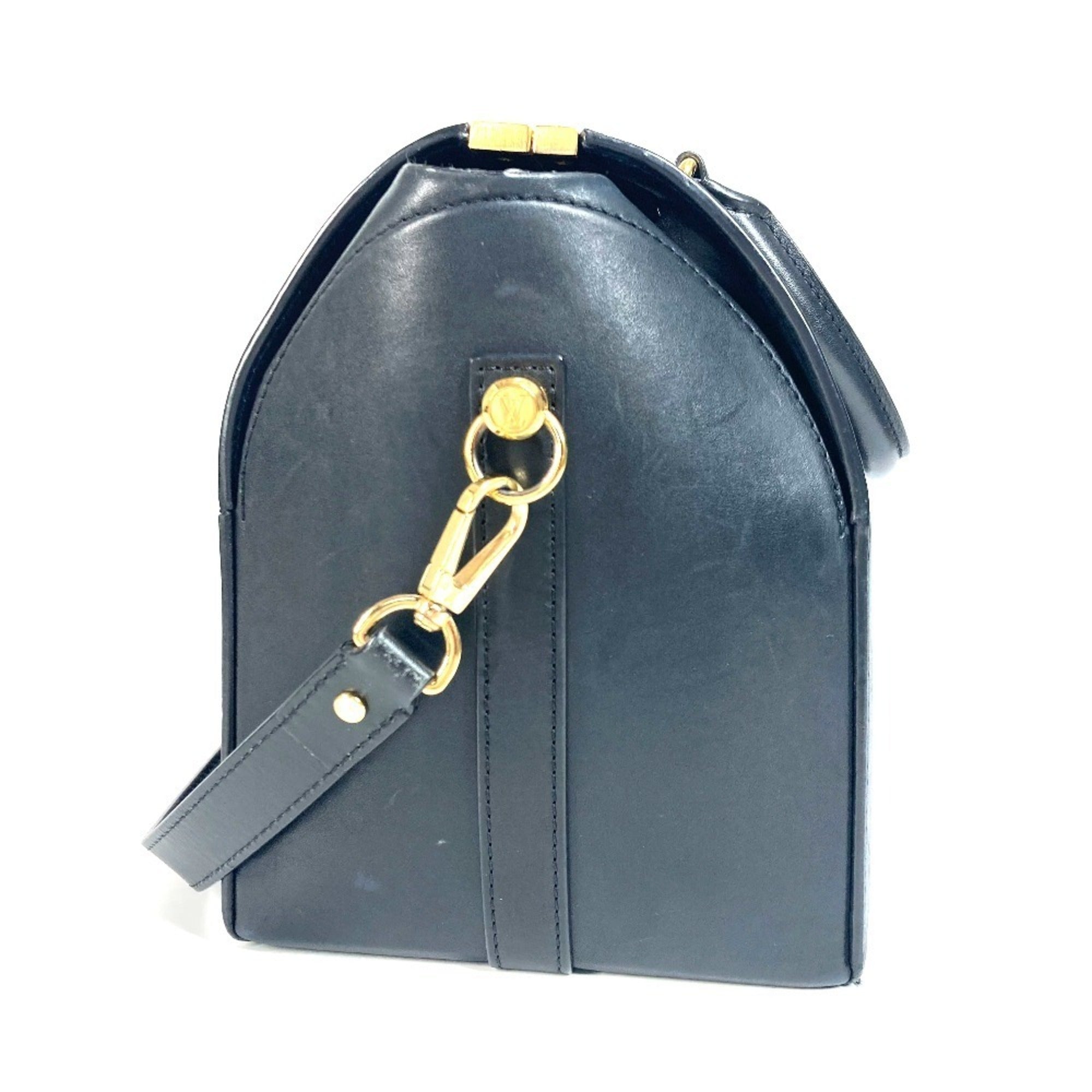 Louis Vuitton Black Leather Handbag Shoulder Bag (Pre-Owned)