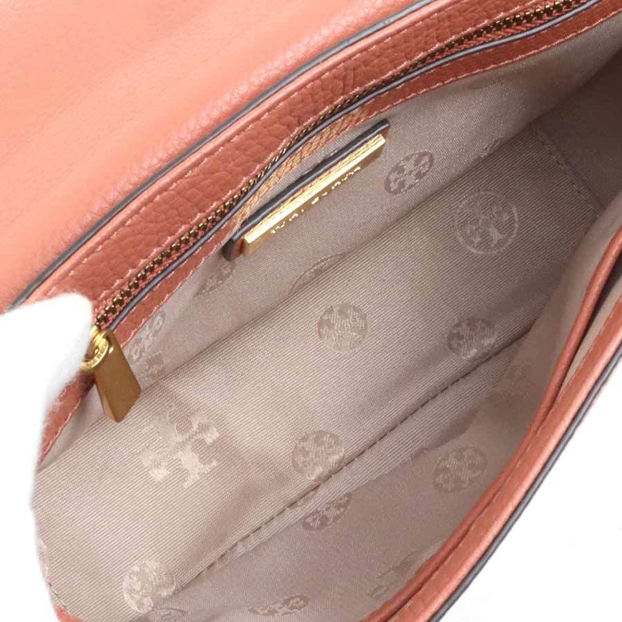 Tory Burch Coral Orange Leather Shoulder Bag (Pre-Owned)