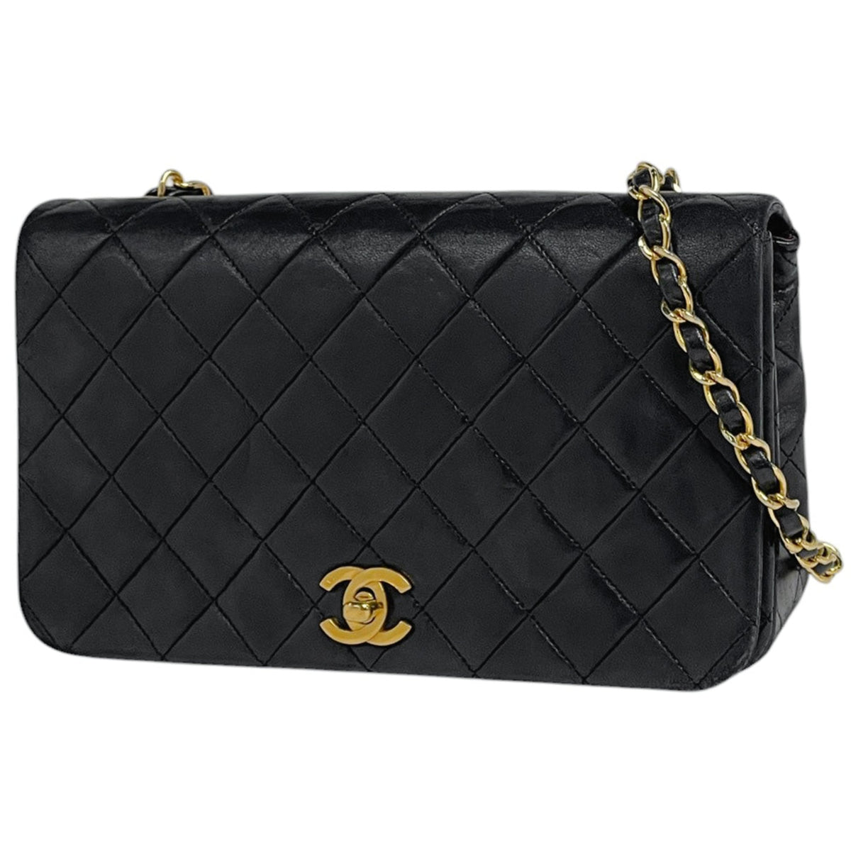Chanel Matelasse Black Leather Shoulder Bag (Pre-Owned)