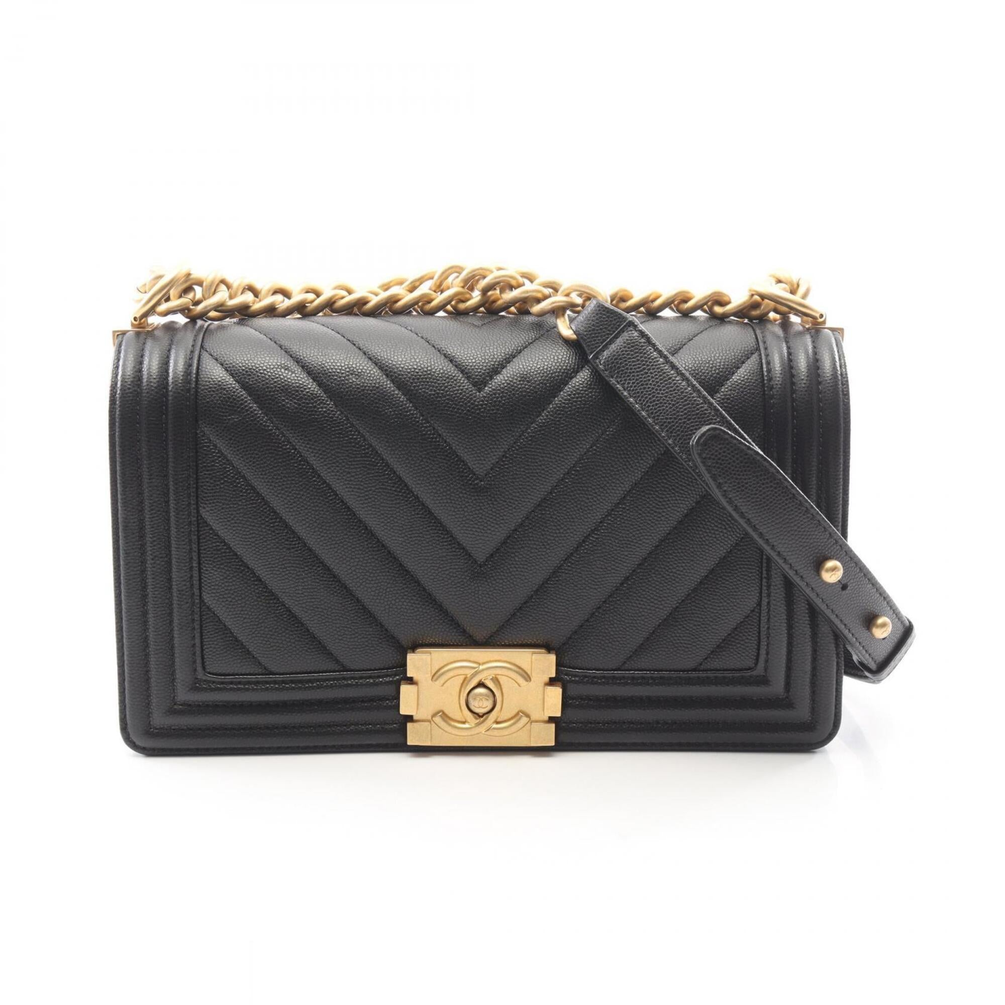 Chanel Black Grained Calfskin Handbag Shoulder Bag (Pre-Owned)