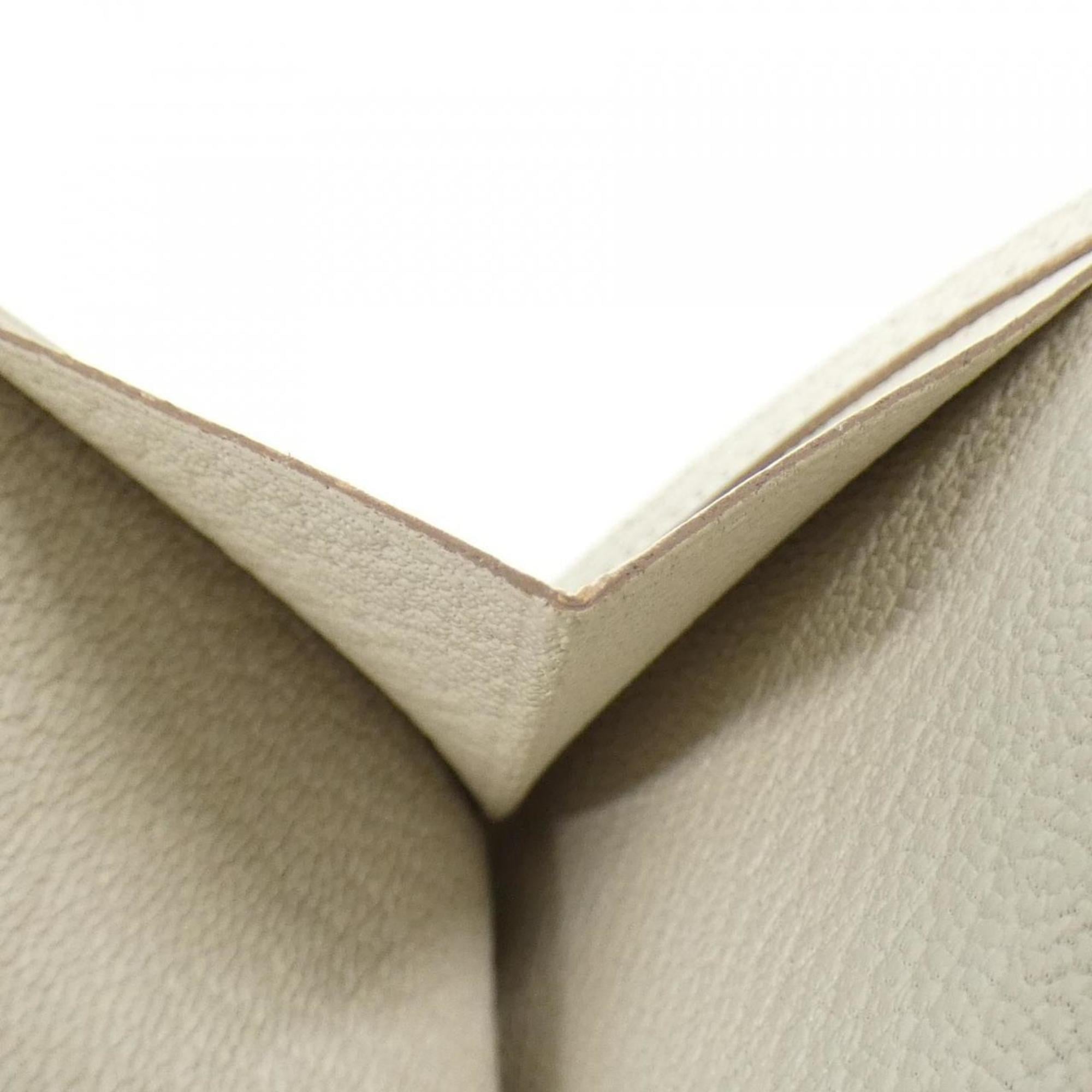 Hermes White Chevre Leather Long Wallet (Bi-Fold) (Pre-Owned)