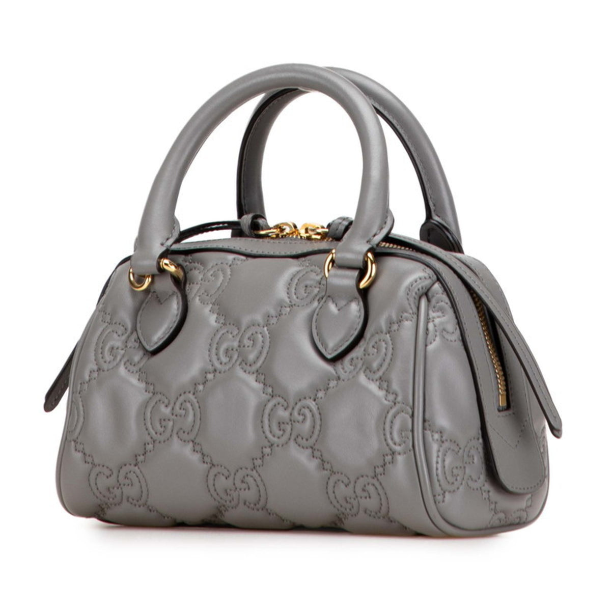 Gucci Gray Leather Boston Bag Shoulder Bag (Pre-Owned)
