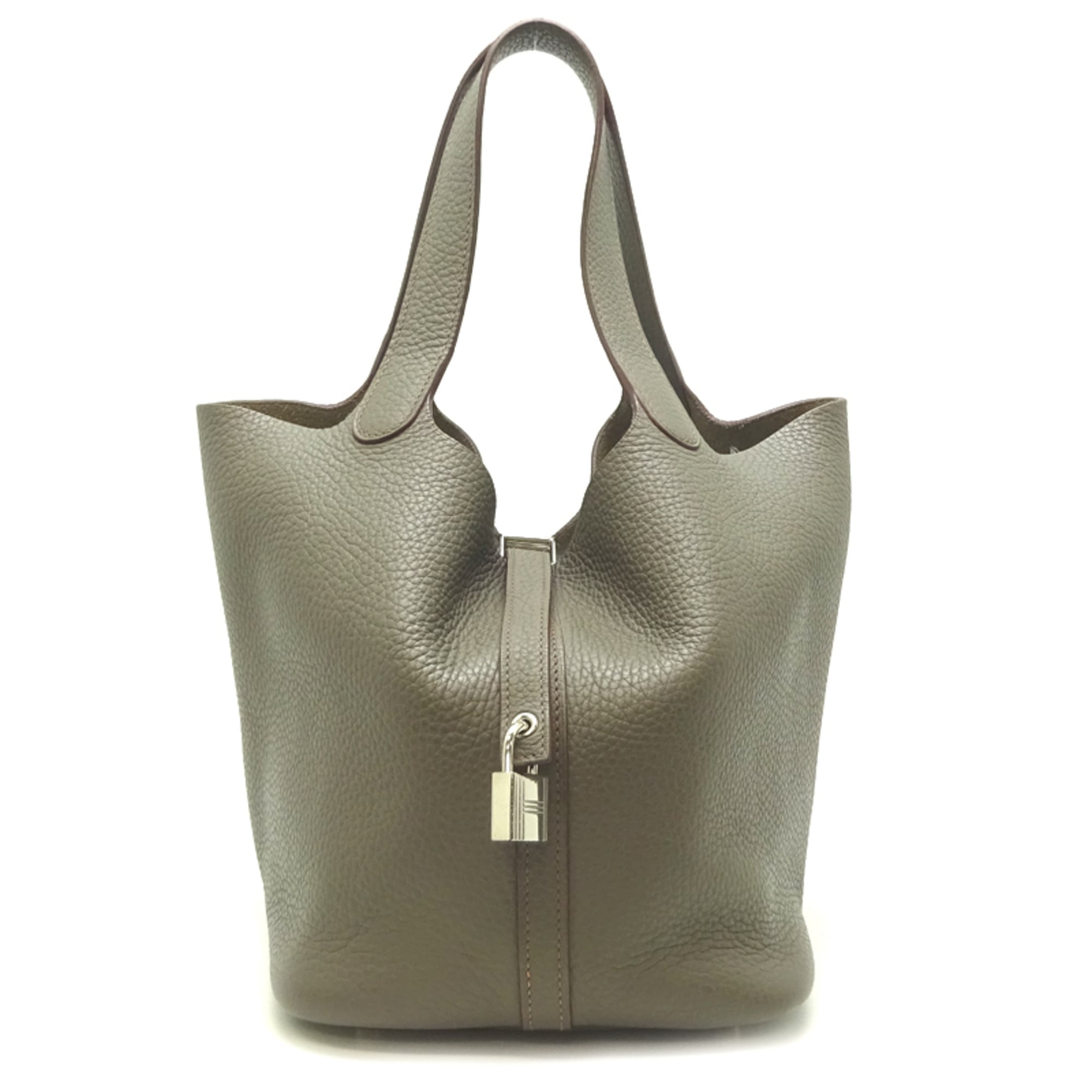 Hermes Etain Taurillon Clemence Leather Handbag (Pre-Owned)