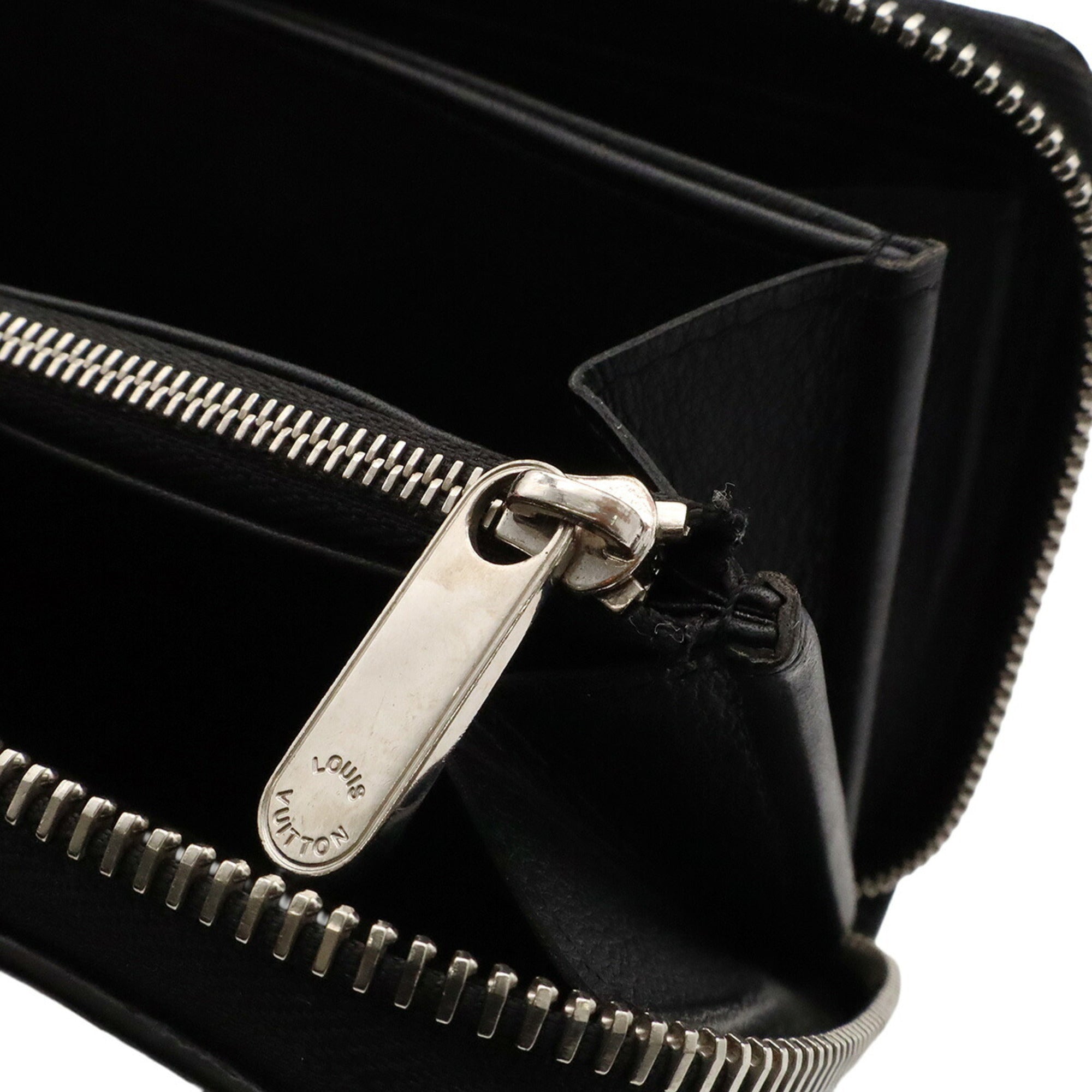 Louis Vuitton Noir Leather Long Wallet (Bi-Fold) (Pre-Owned)