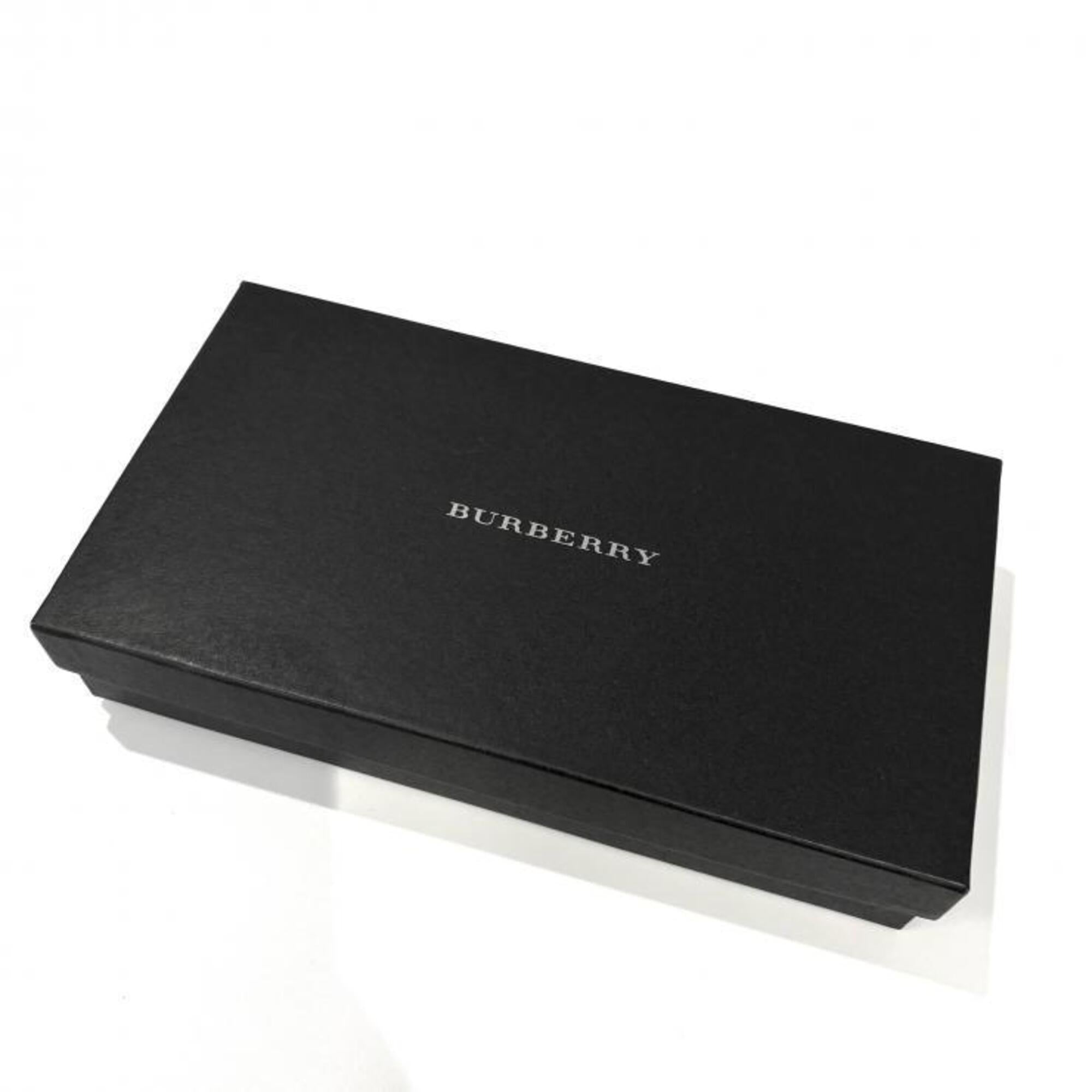 Burberry Black Brown Leather Canvas Long Wallet (Bi-Fold) (Pre-Owned)