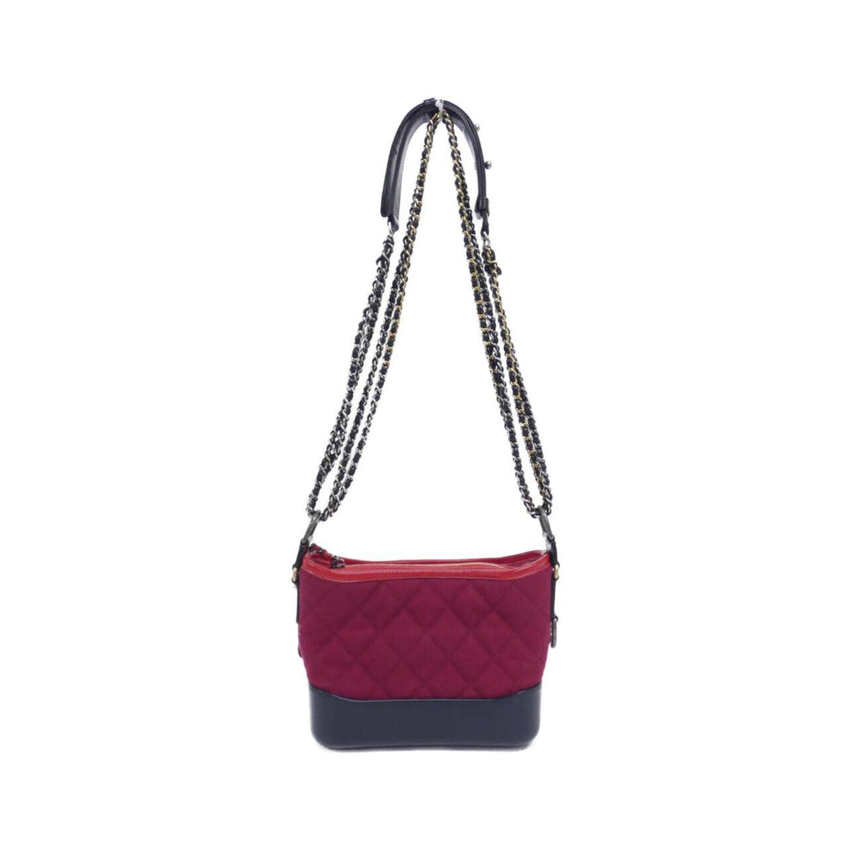 Chanel Bordeaux Navy Red Color Felt Leather Shoulder Bag (Pre-Owned)