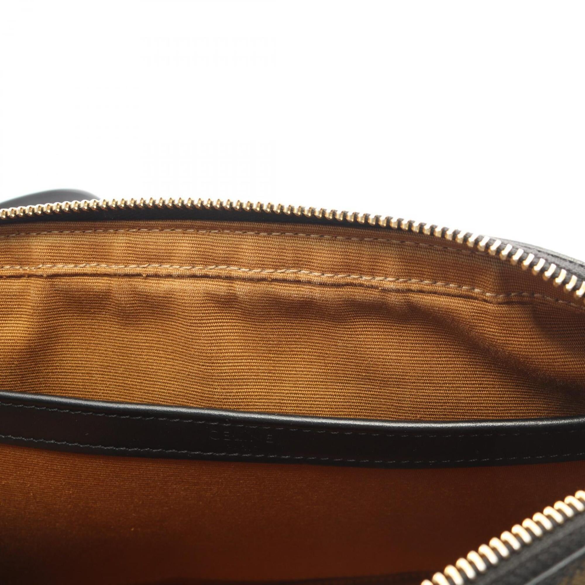 Celine Black Coated Canvas Leather Handbag Messenger Bag Shoulder Bag (Pre-Owned)
